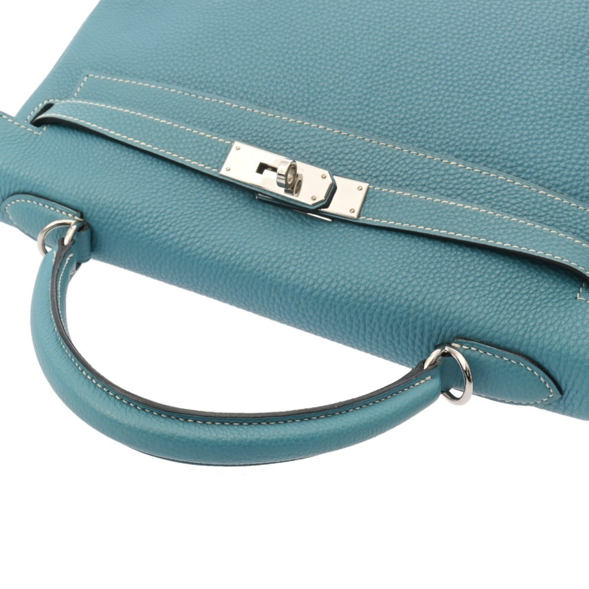 Hermes Blue Jean Taurillon Clemence Leather Handbag (Pre-Owned)