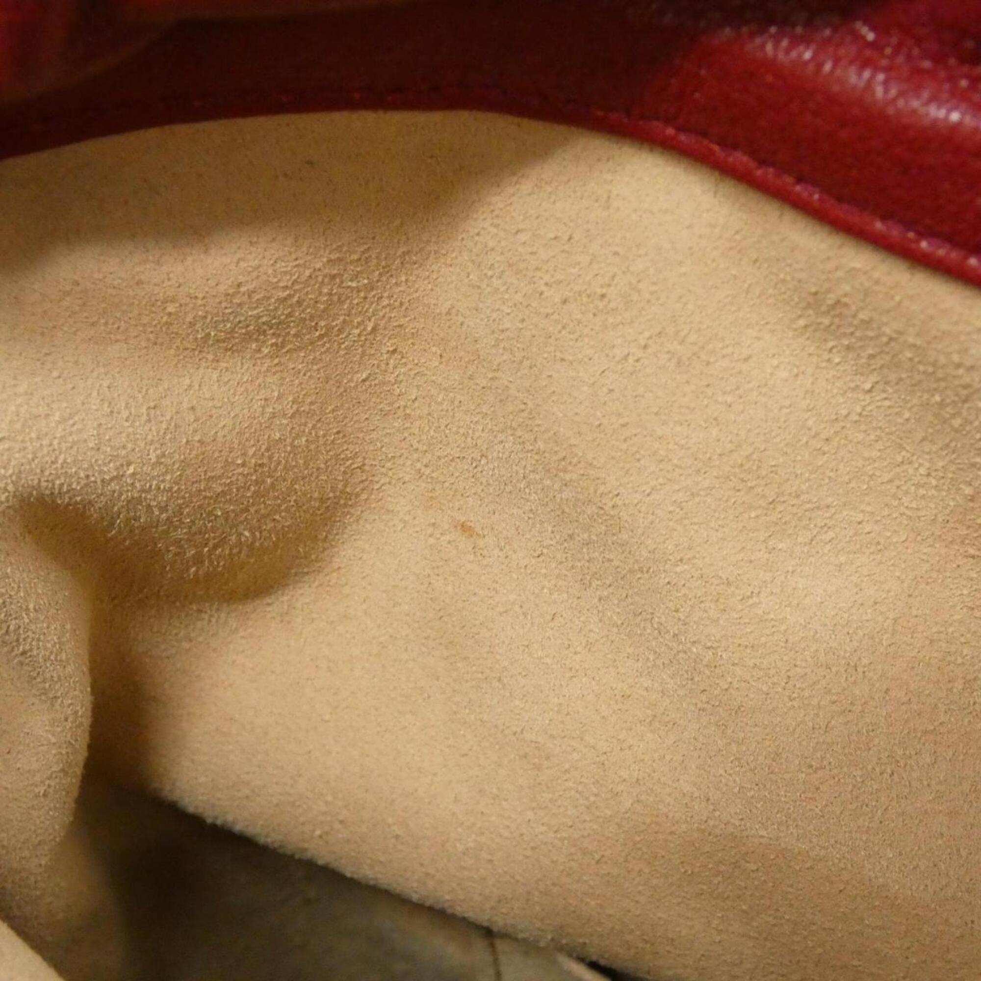 Gucci Red Color Leather Shoulder Bag (Pre-Owned)