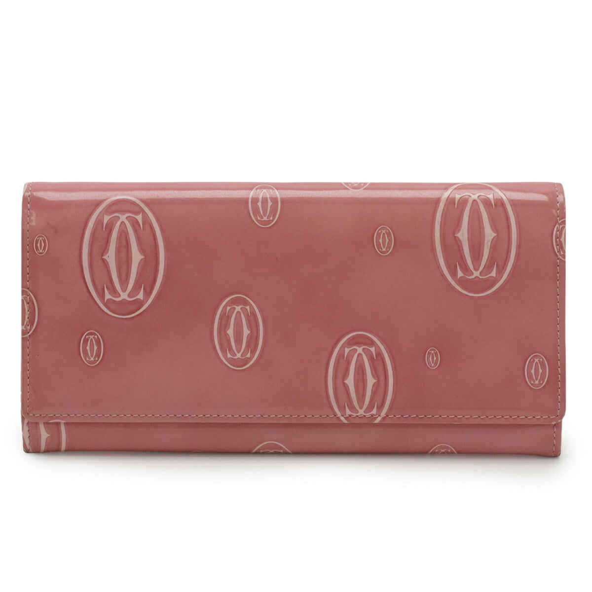 Cartier Pink Patent Leather Long Wallet (Bi-Fold) (Pre-Owned)