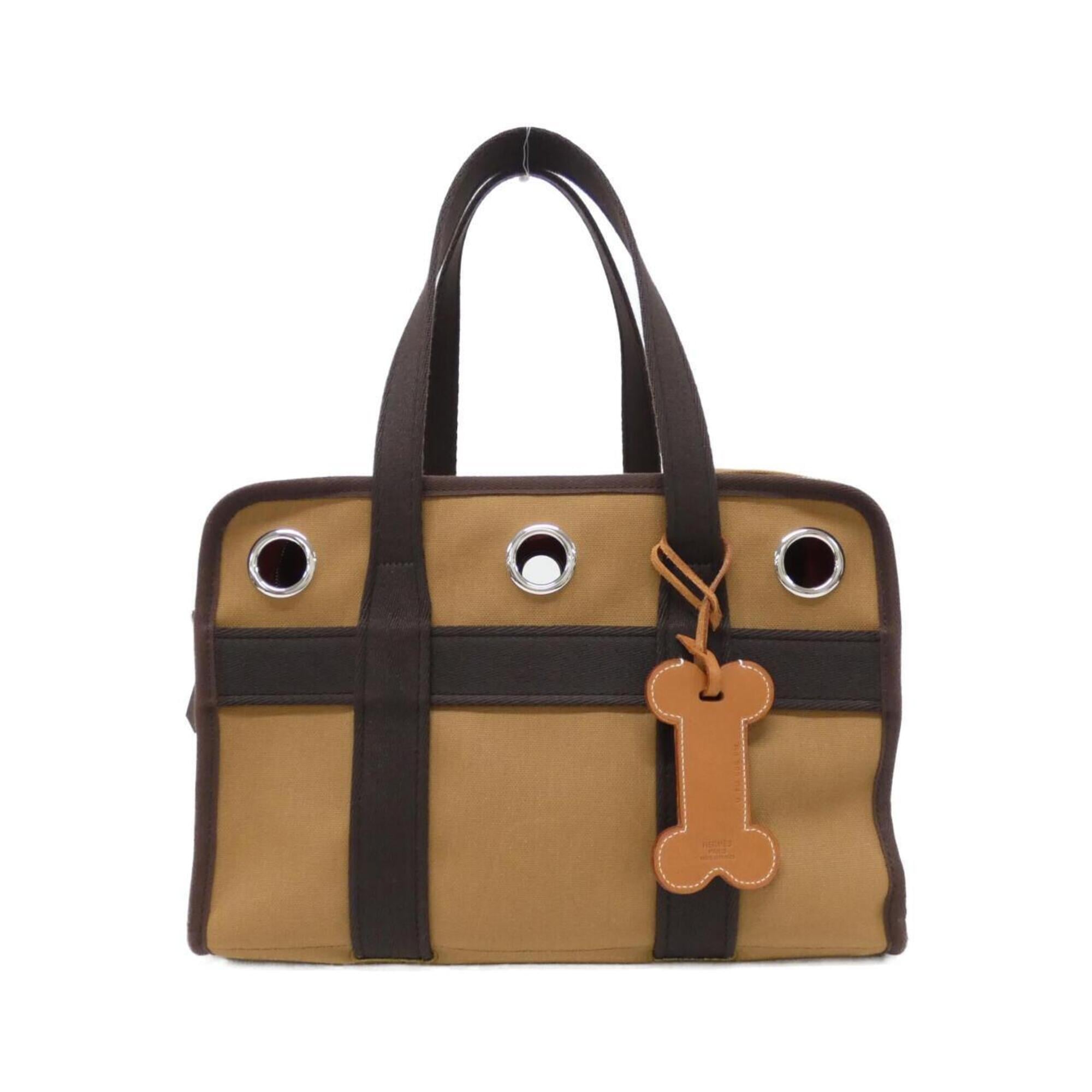 Hermes Fauve Feu Canvas Handbag (Pre-Owned)