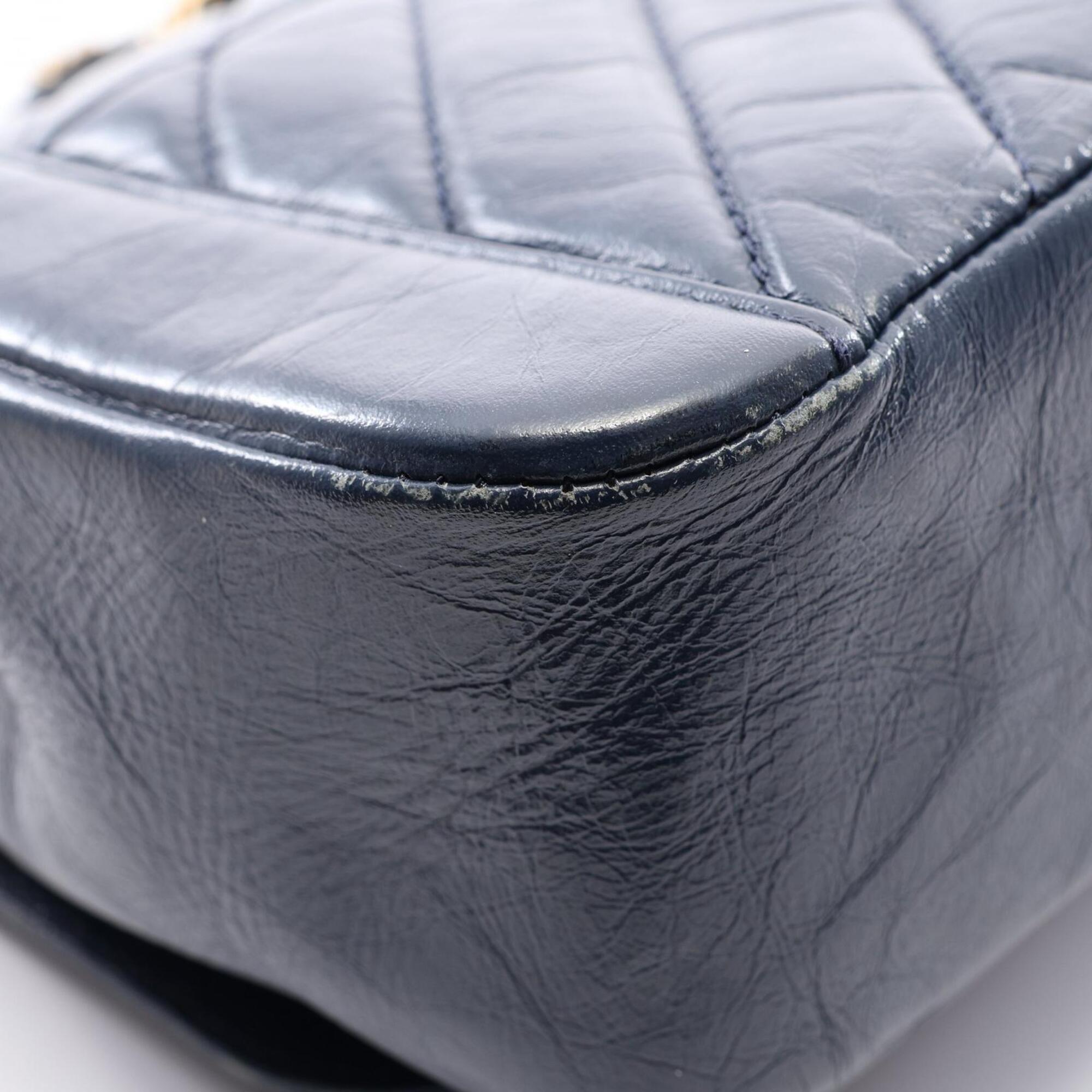 Chanel Navy Leather Handbag Shoulder Bag (Pre-Owned)