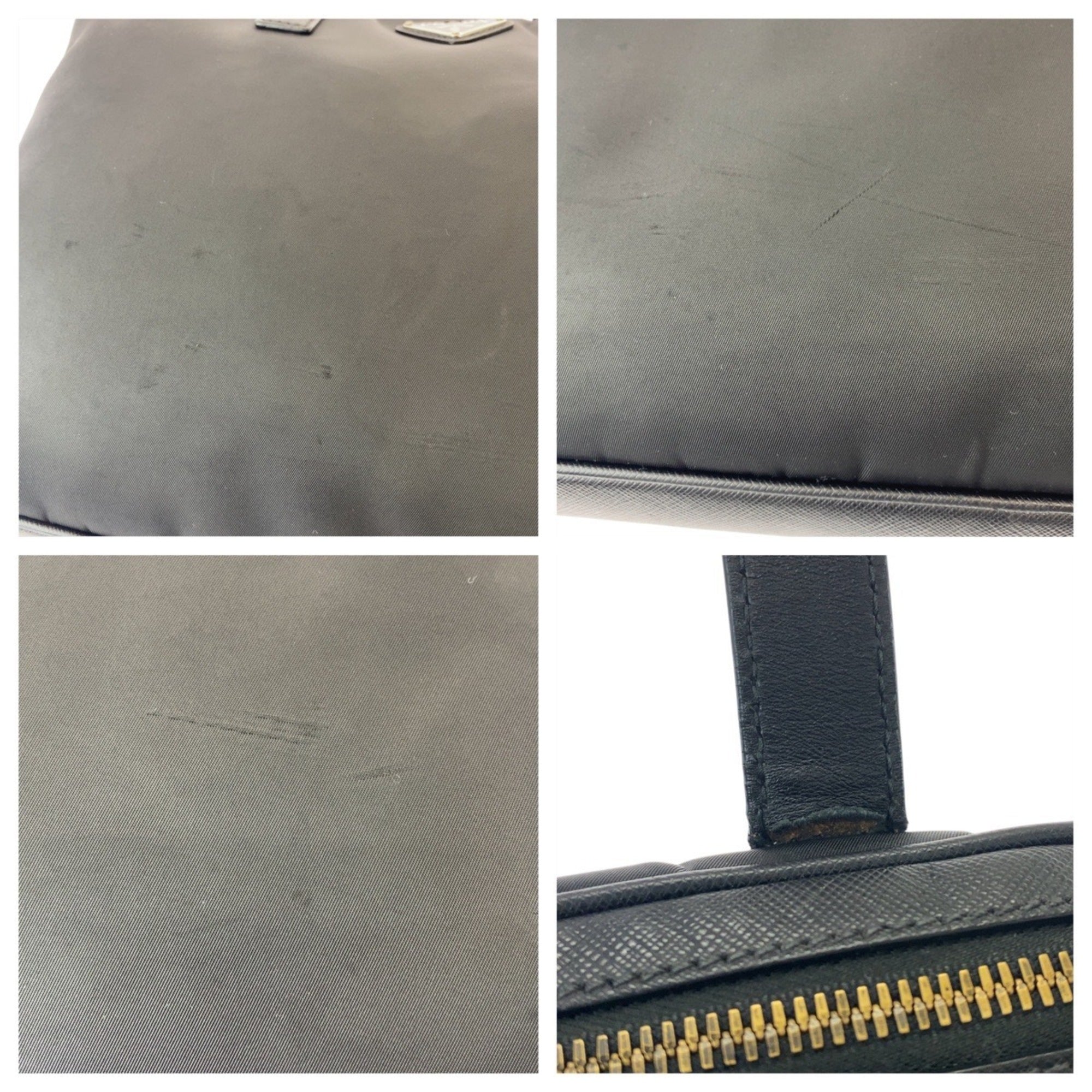 Prada Black Nylon Leather Briefcase (Pre-Owned)