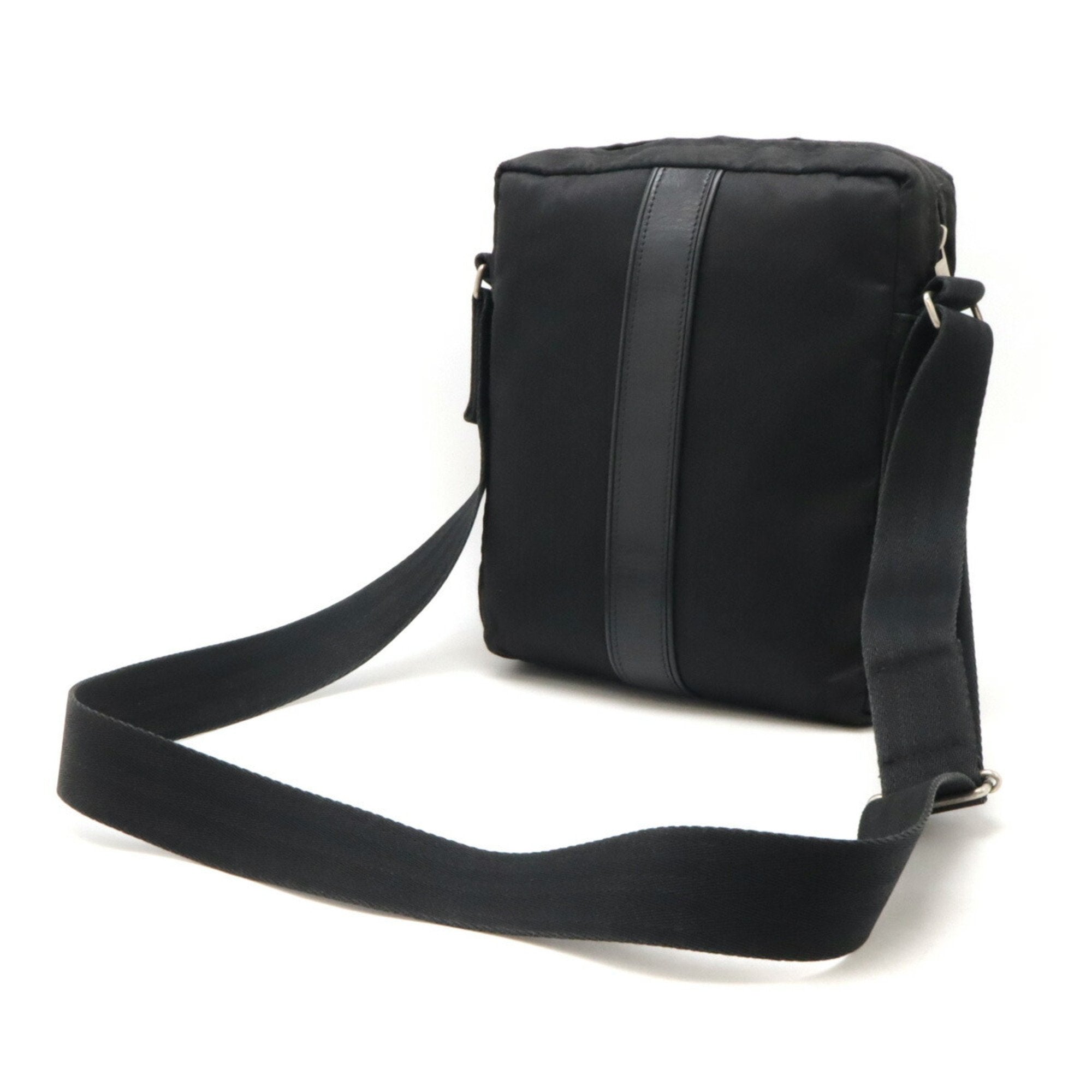 Hermes Acapulco Black Toile Chevron Leather Pochette Shoulder Bag (Pre-Owned)