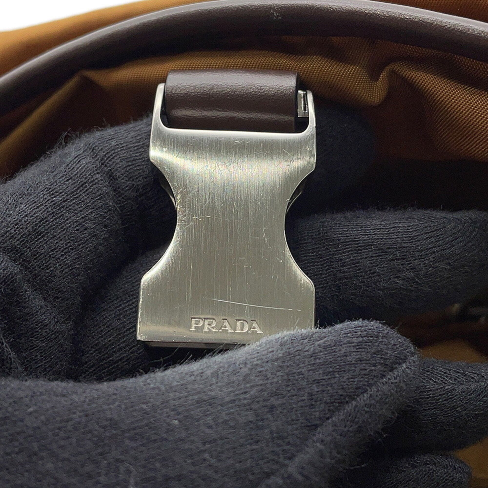 Prada Brown Nylon Leather Backpack (Pre-Owned)