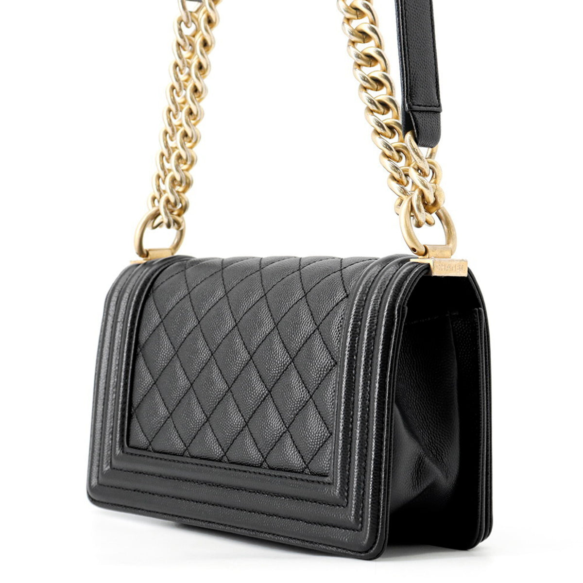 Chanel Matelasse Black Grained Calfskin Handbag Shoulder Bag (Pre-Owned)
