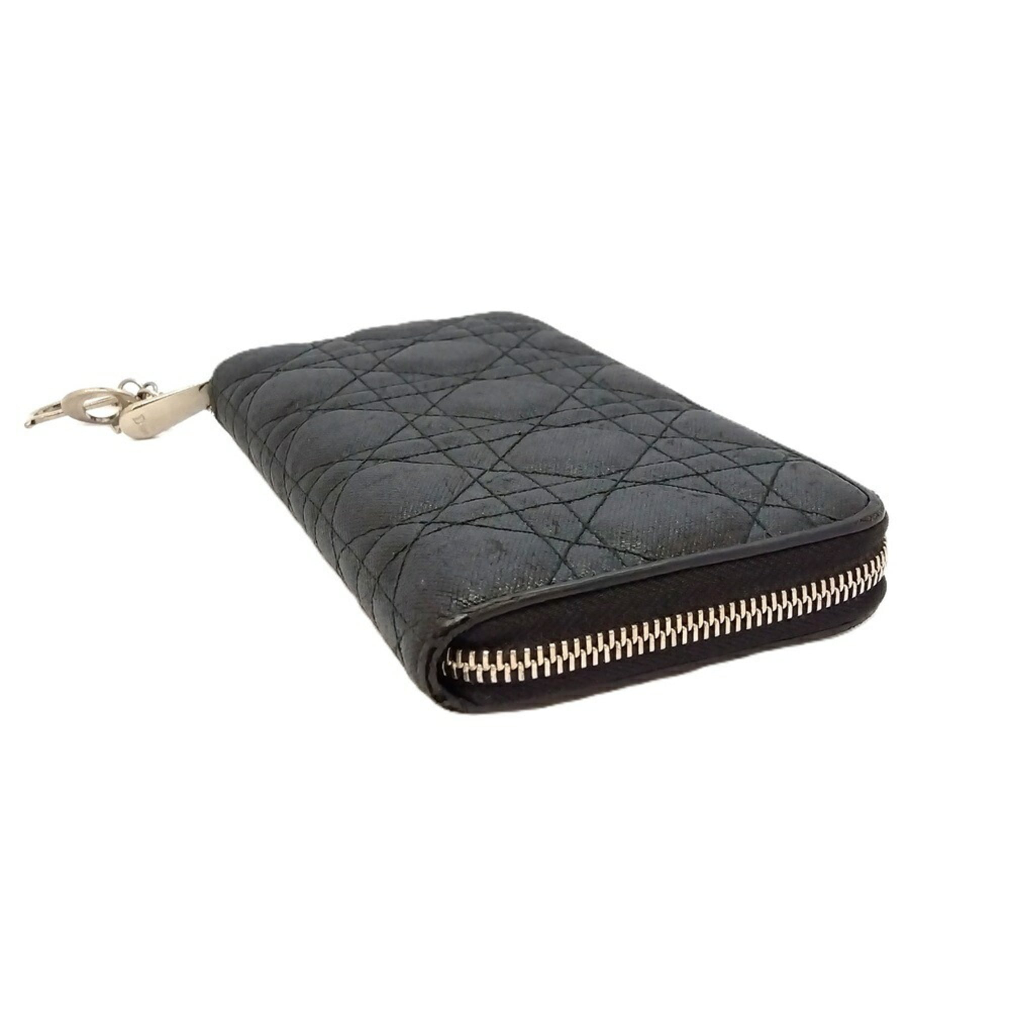 Christian Dior Black Coated Canvas Long Wallet (Bi-Fold) (Pre-Owned)