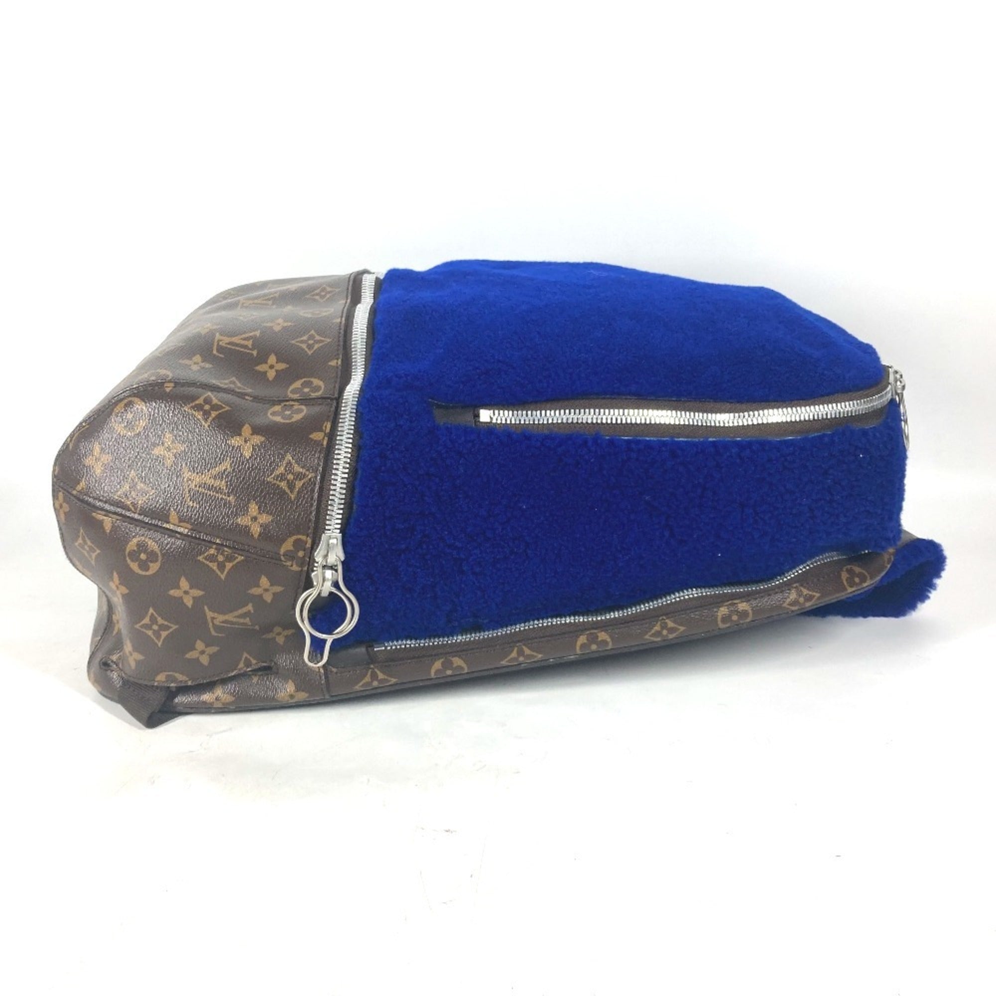 Louis Vuitton Blue Brown Monogram Canvas Leather Backpack (Pre-Owned)