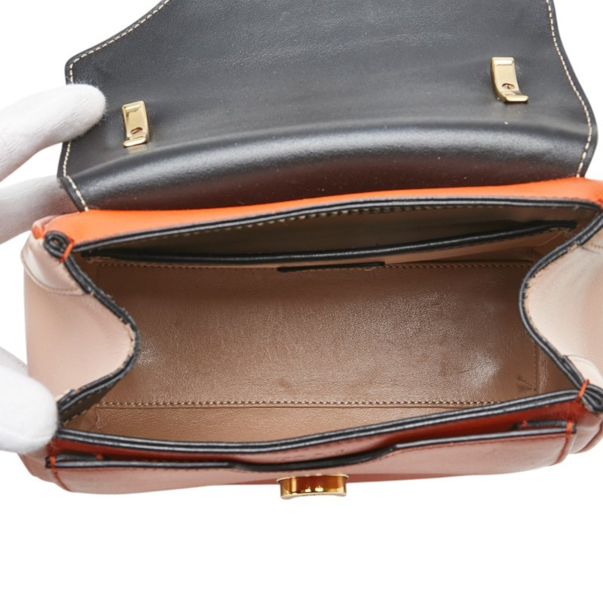 Tod's Beige Black Orange Leather Handbag Shoulder Bag (Pre-Owned)