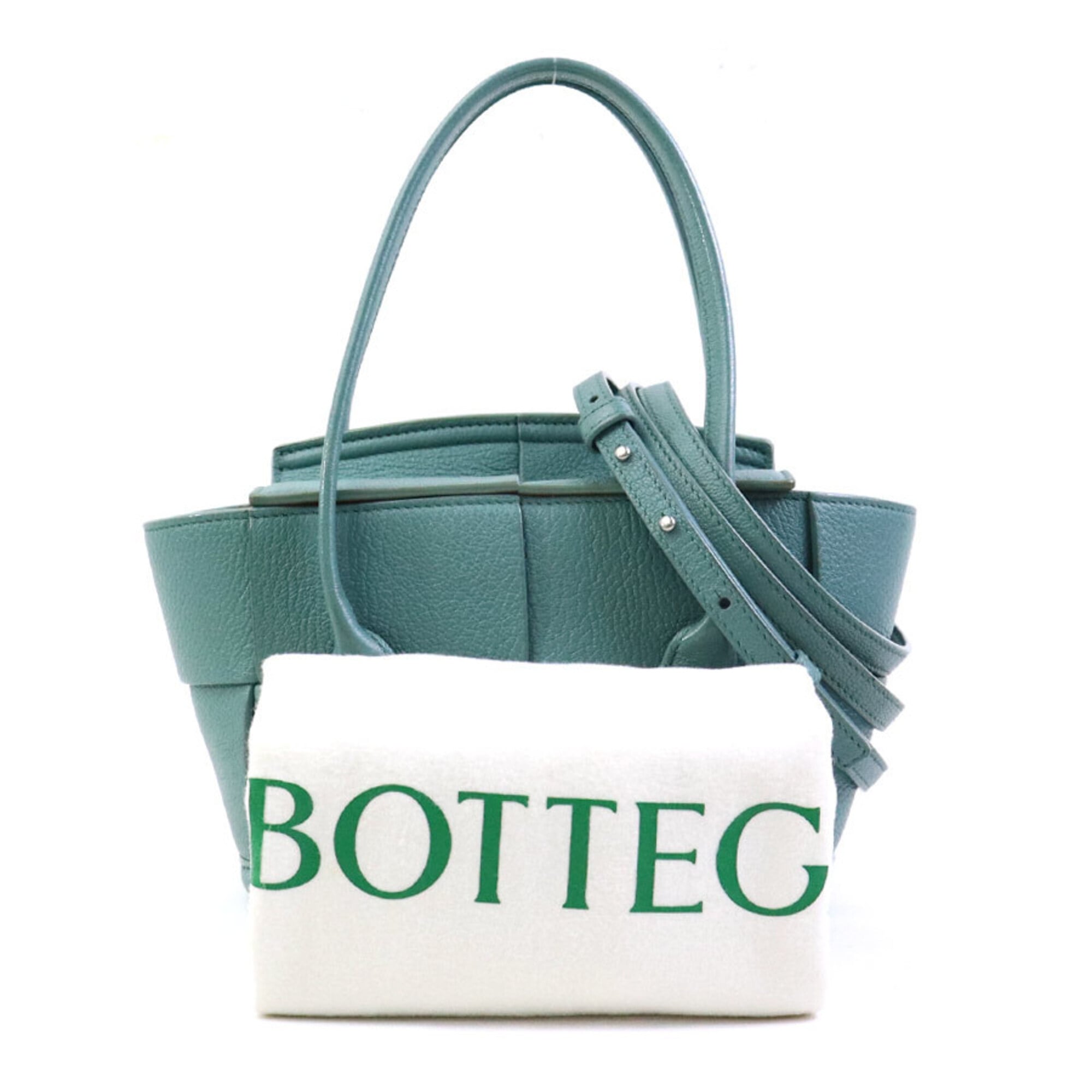 Bottega Veneta Green Leather Handbag Shoulder Bag (Pre-Owned)