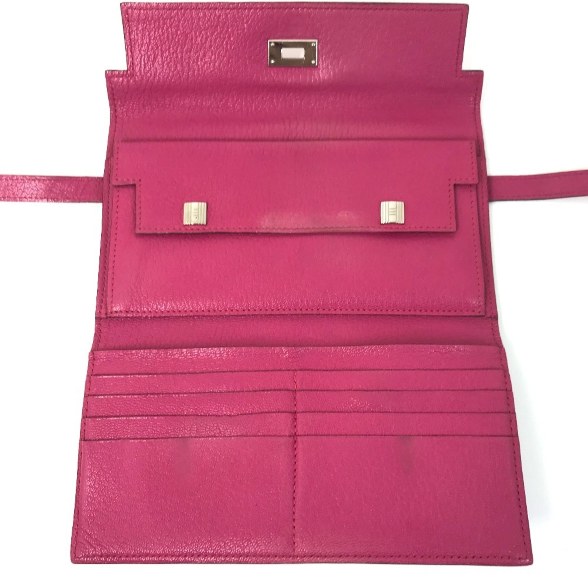 Hermes Pink Chevre Leather Long Wallet (Bi-Fold) (Pre-Owned)