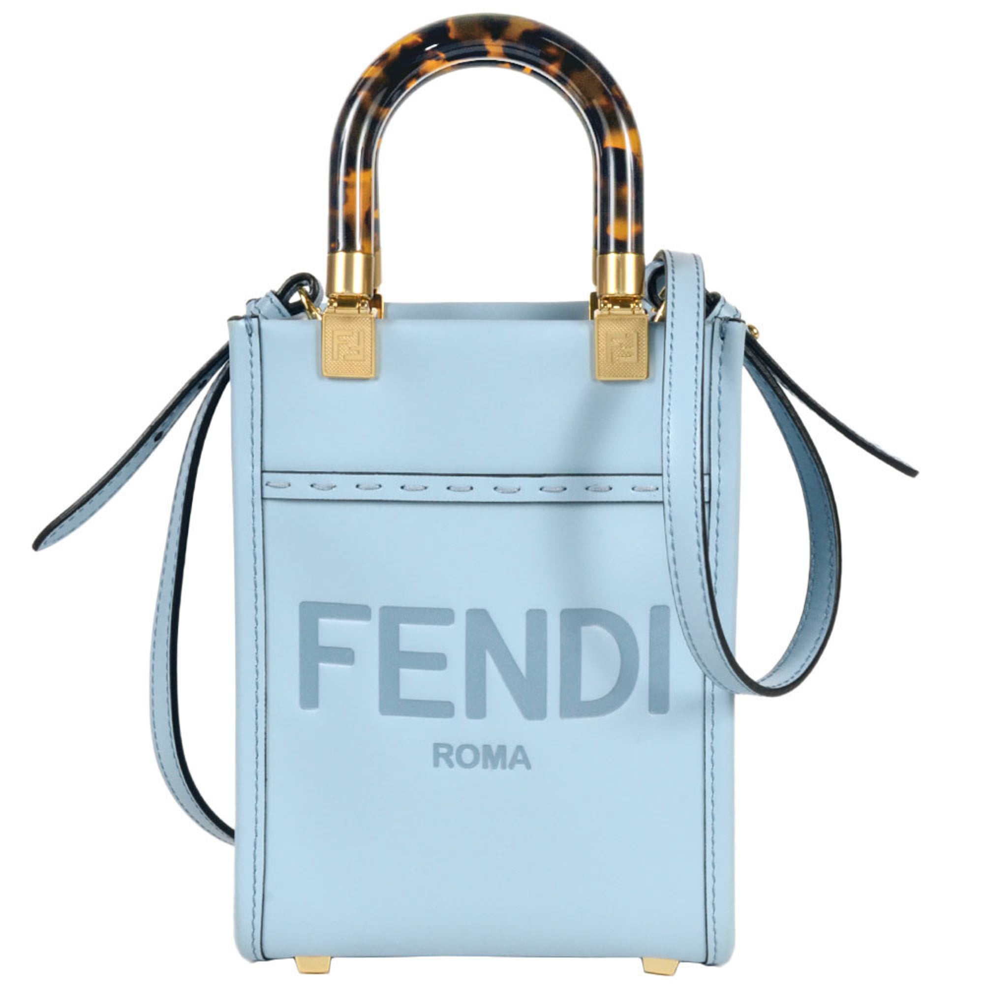 Fendi Blue Leather Handbag Shoulder Bag (Pre-Owned)