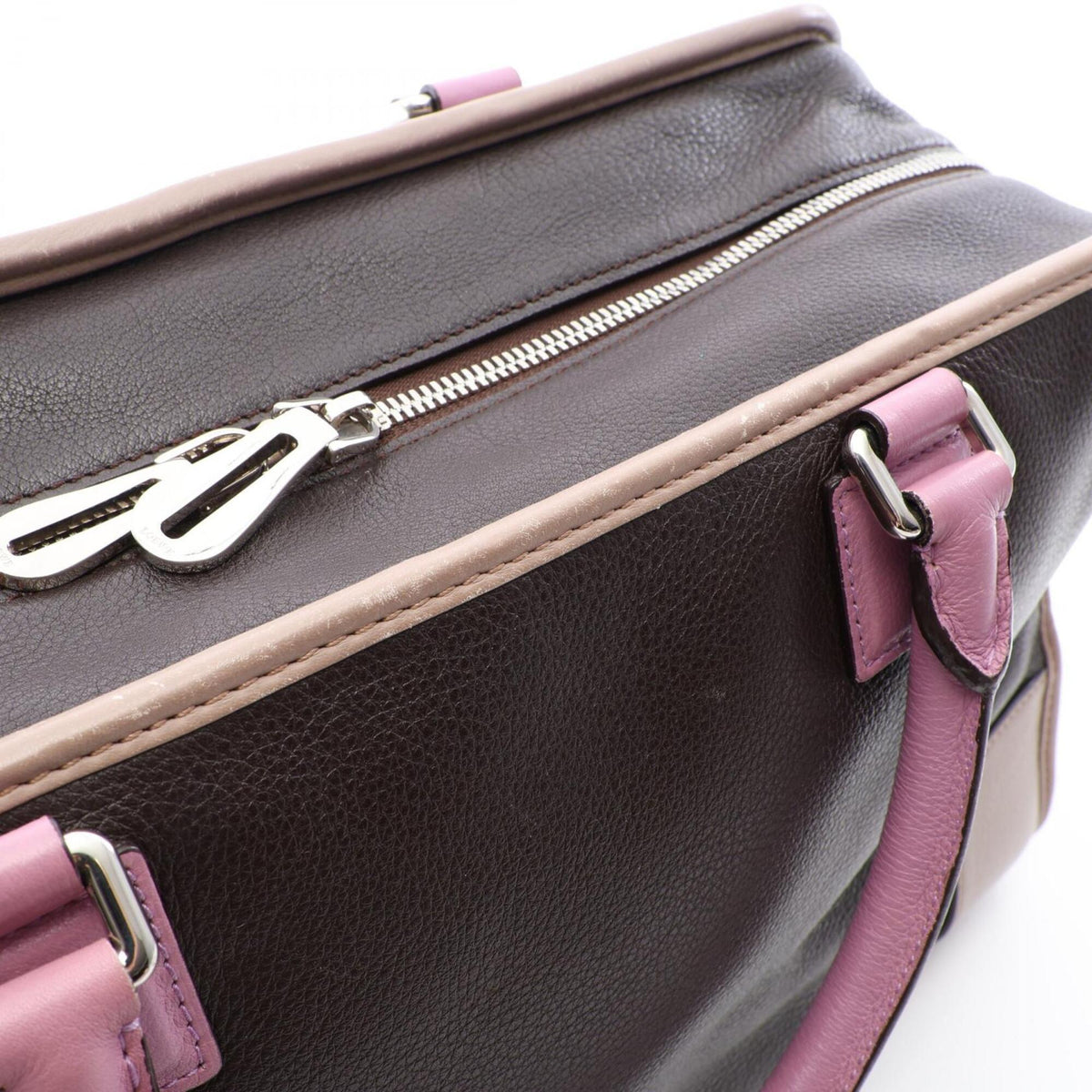 Loewe Beige Brown Purple Leather Handbag (Pre-Owned)