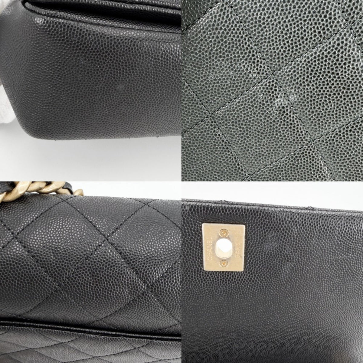 Chanel Black Grained Calfskin Handbag Shoulder Bag (Pre-Owned)