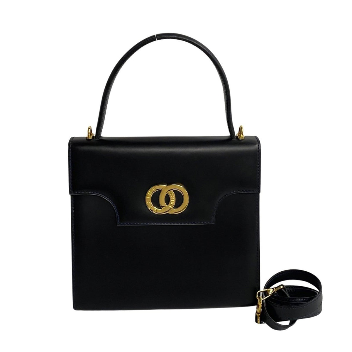 Celine Navy Leather Handbag Shoulder Bag Tote Bag (Pre-Owned)