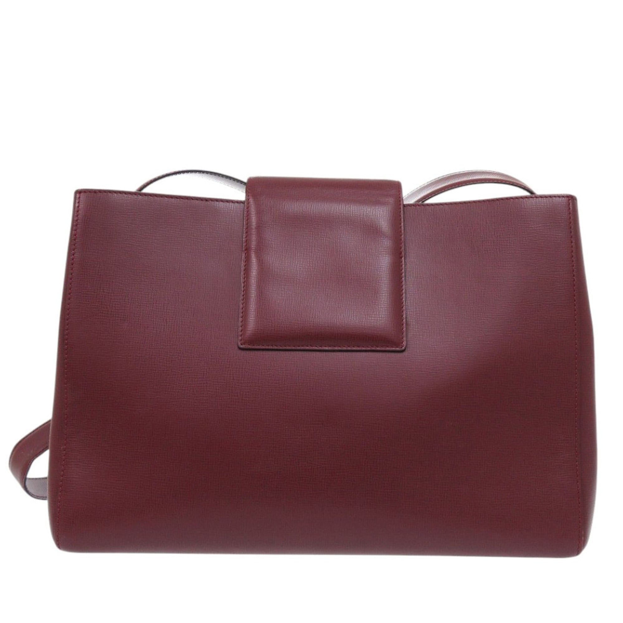 Cartier Bordeaux Red Color Leather Shoulder Bag (Pre-Owned)