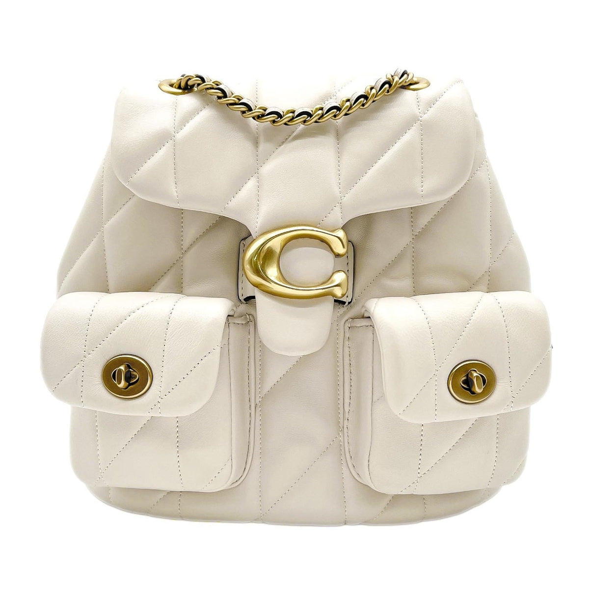Coach Gold White Leather Backpack (Pre-Owned)