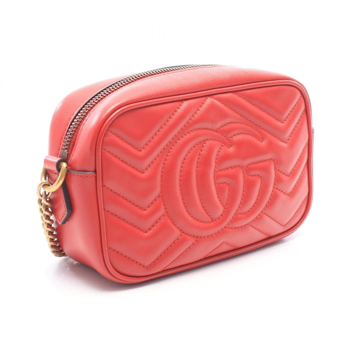 Gucci Red Color Leather Handbag Shoulder Bag (Pre-Owned)