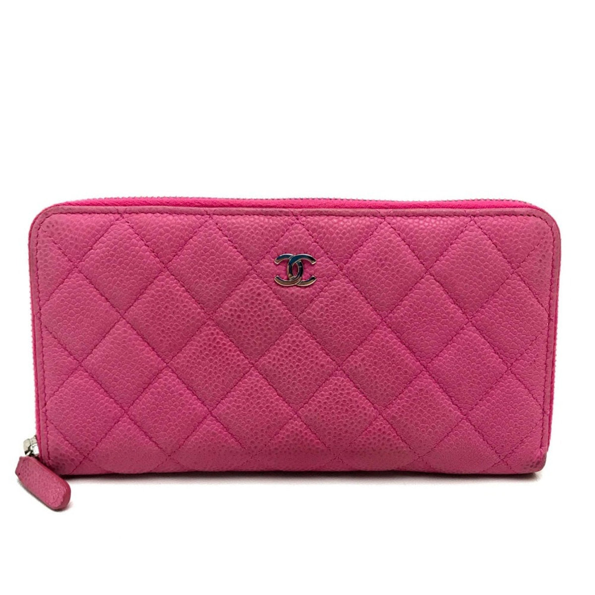 Chanel Pink Grained Calfskin Long Bill Wallet (Bi-Fold) (Pre-Owned)