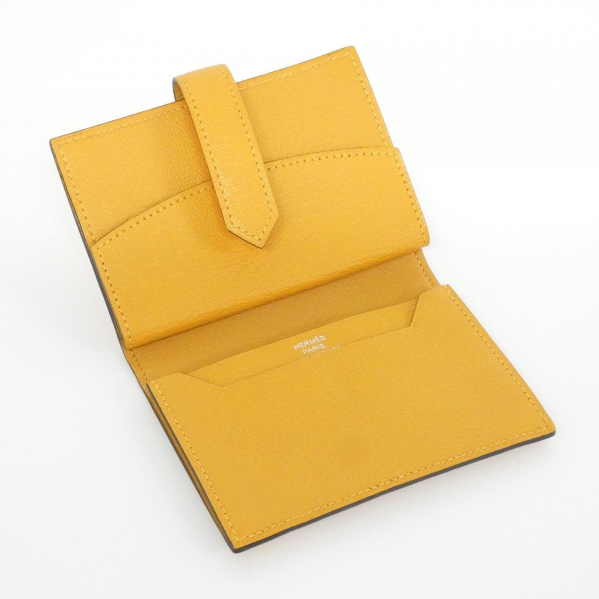 Hermes Moutarde Chevre Leather Wallet (Bi-Fold) (Pre-Owned)