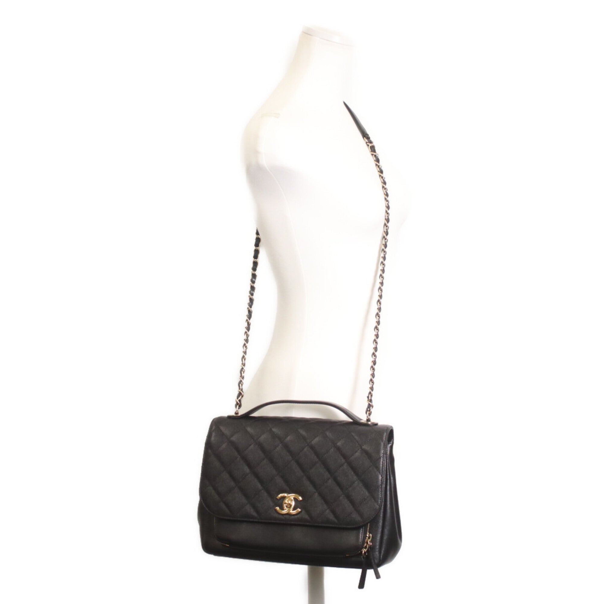 Chanel Black Grained Calfskin Shoulder Bag (Pre-Owned)