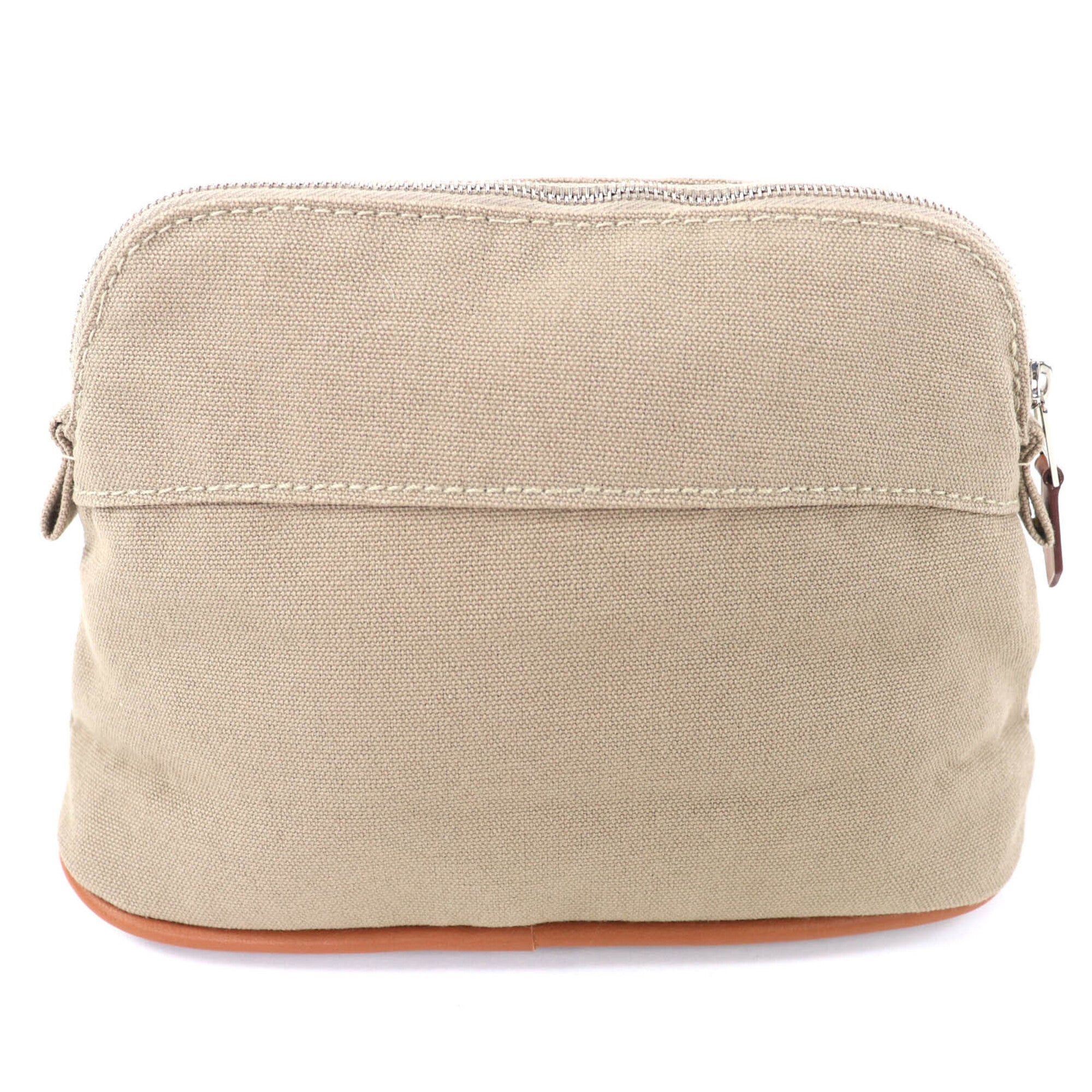 Hermes Bolide Beige Cotton 100% Leather Pouch (Pre-Owned)