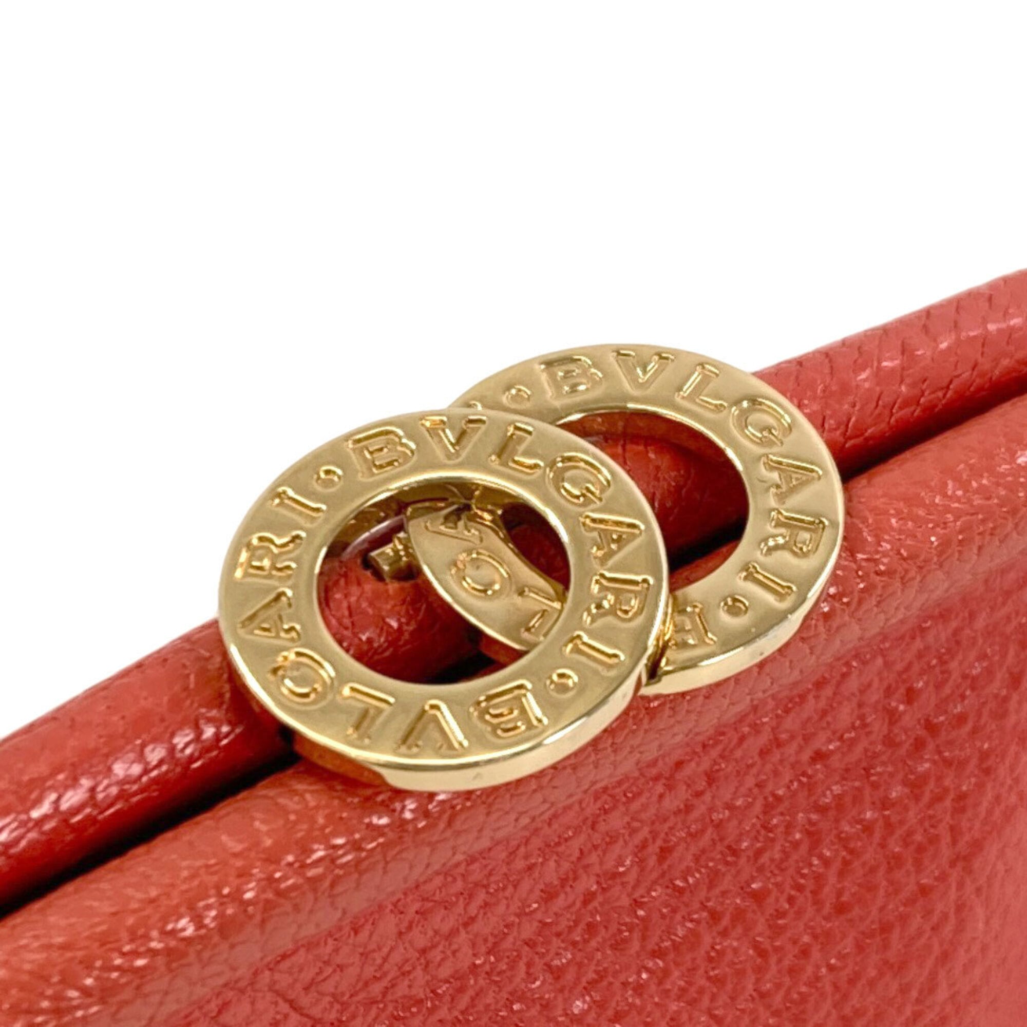 Bvlgari Red Color Leather Pouch Wash Bag (Pre-Owned)