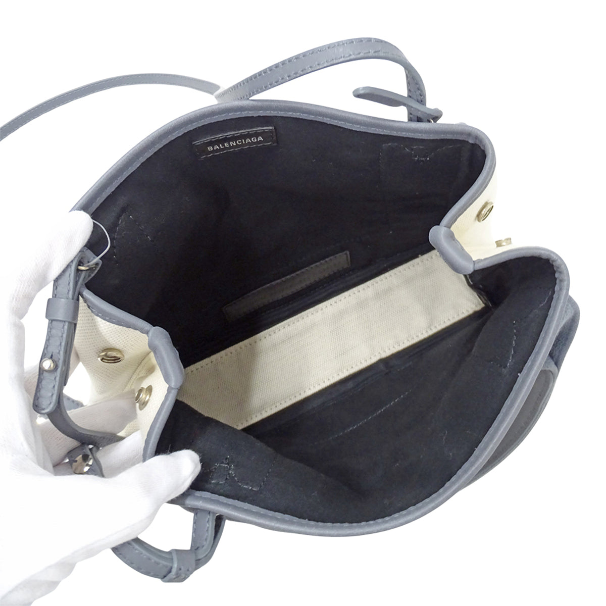 Balenciaga Gray Beige Canvas Handbag Pouch Shoulder Bag (Pre-Owned)