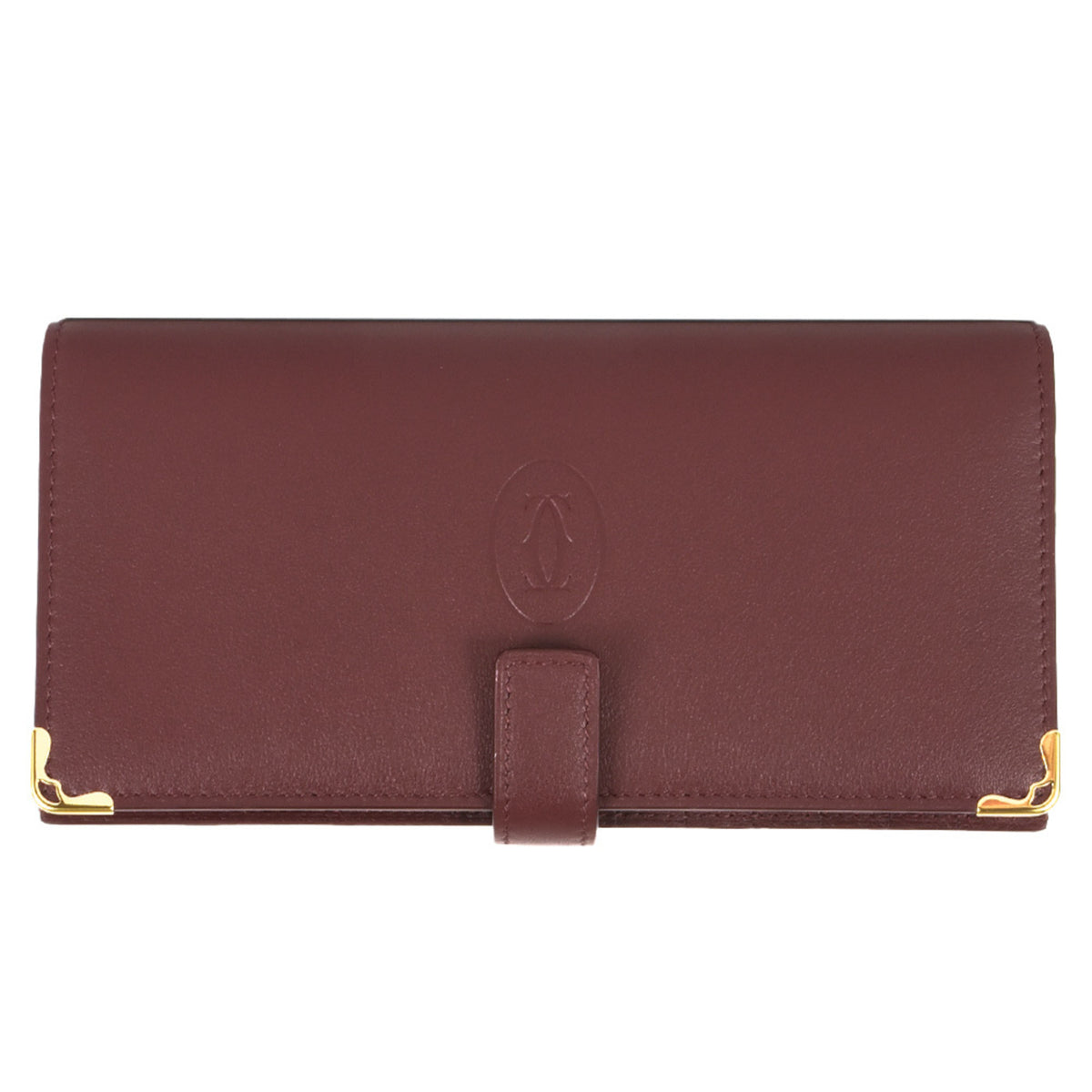 Cartier Red Color Leather Long Wallet (Bi-Fold) (Pre-Owned)