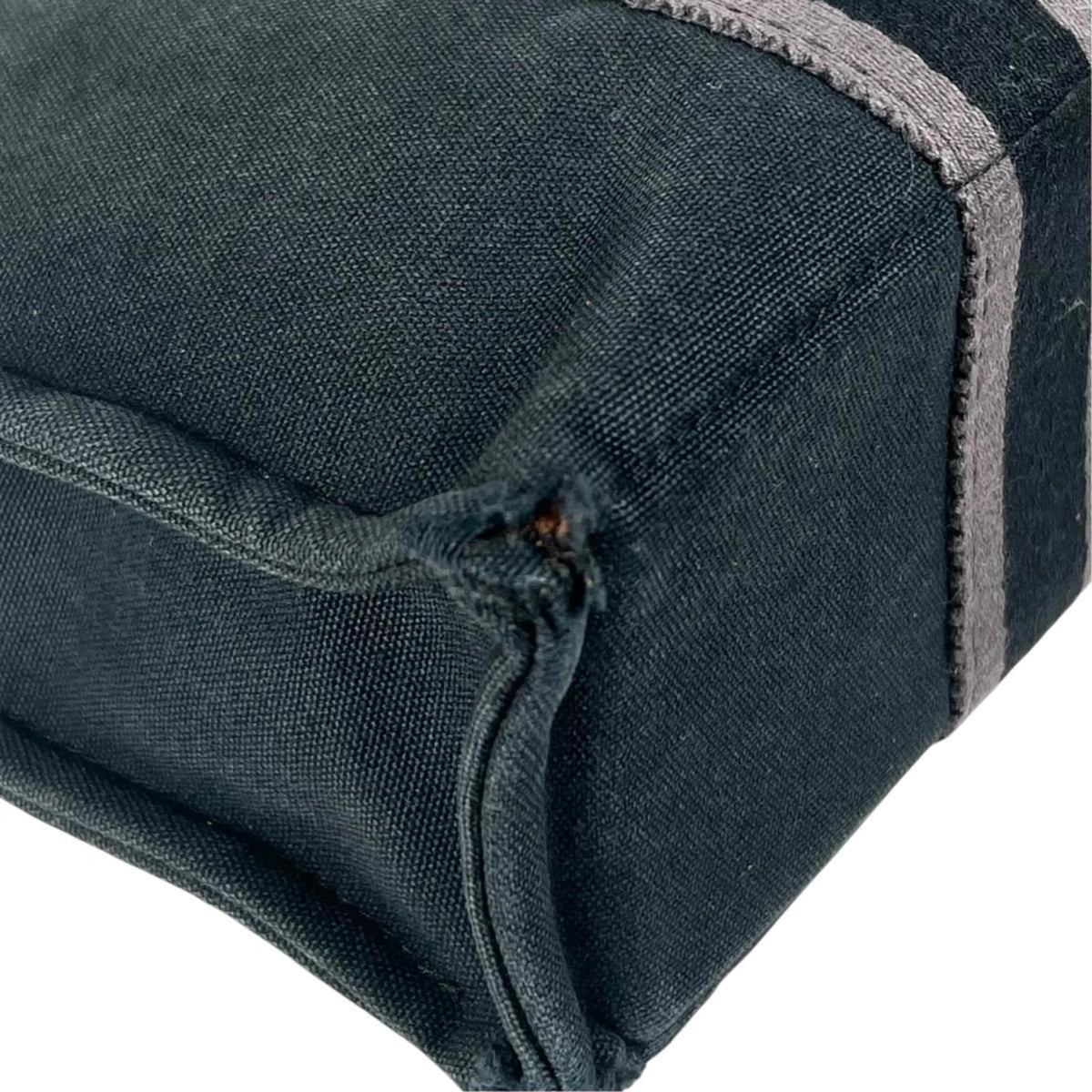 Hermes Black Canvas Handbag Tote Bag (Pre-Owned)