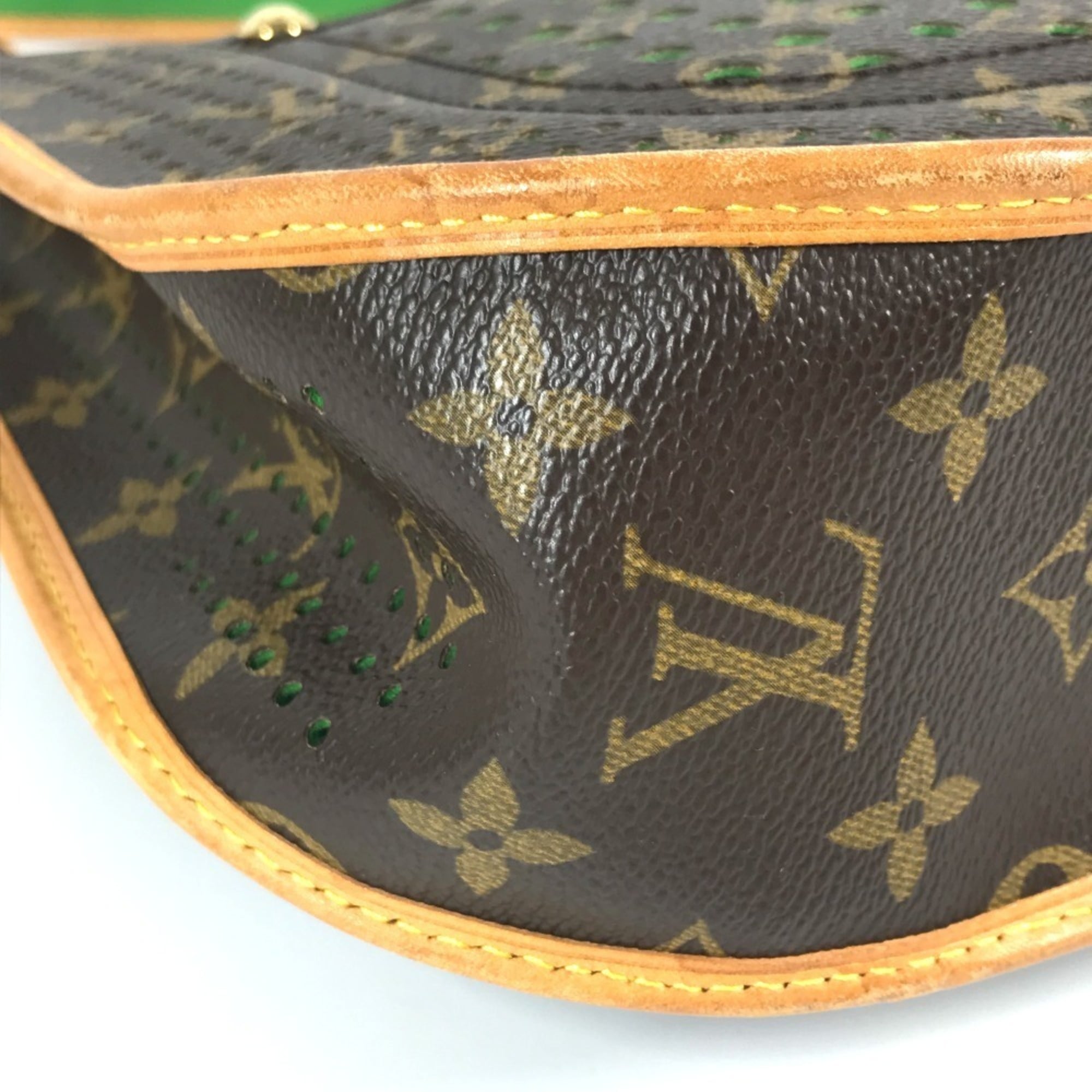 Louis Vuitton Brown Green Monogram Perforated Shoulder Bag (Pre-Owned)