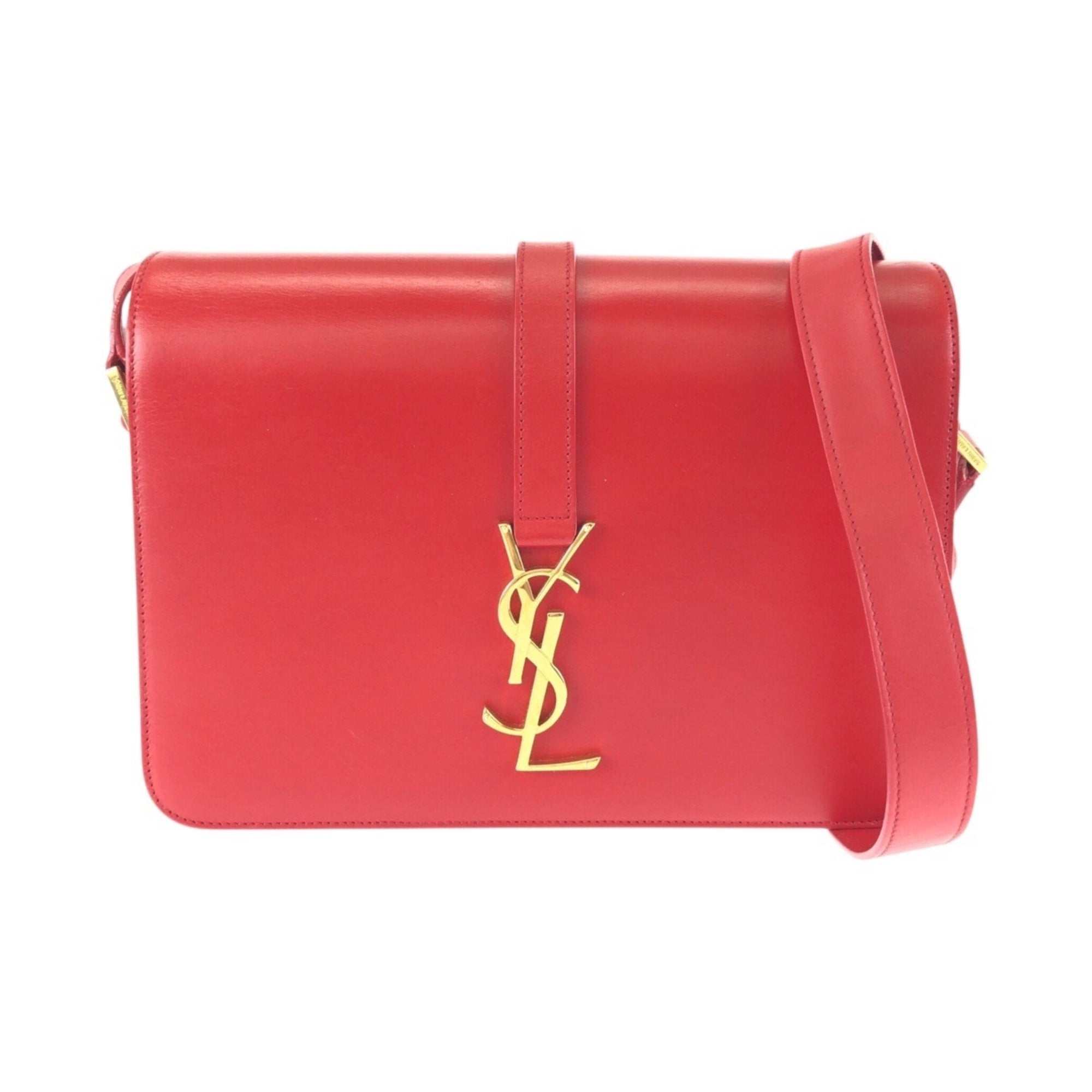 Saint Laurent Red Color Leather Pochette Shoulder Bag (Pre-Owned)