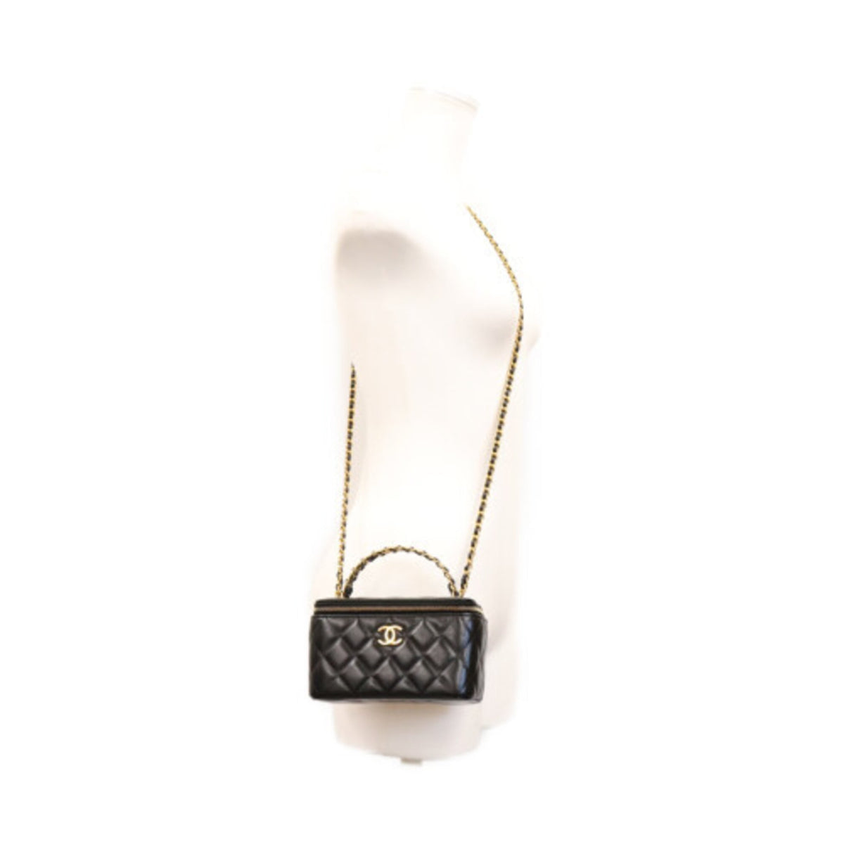 Chanel Black Leather Shoulder Bag Vanity Bag (Pre-Owned)