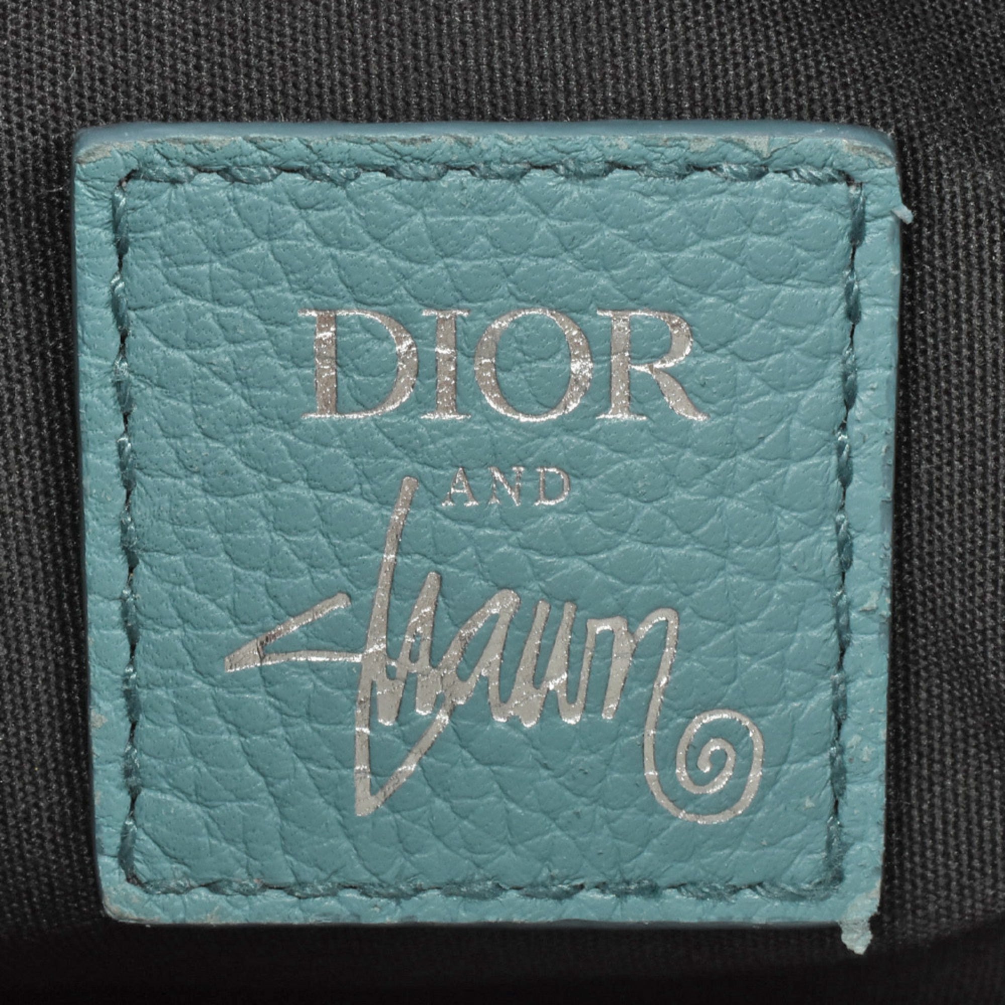 Christian Dior Blue White Leather Saddle Bag Shoulder Bag (Pre-Owned)