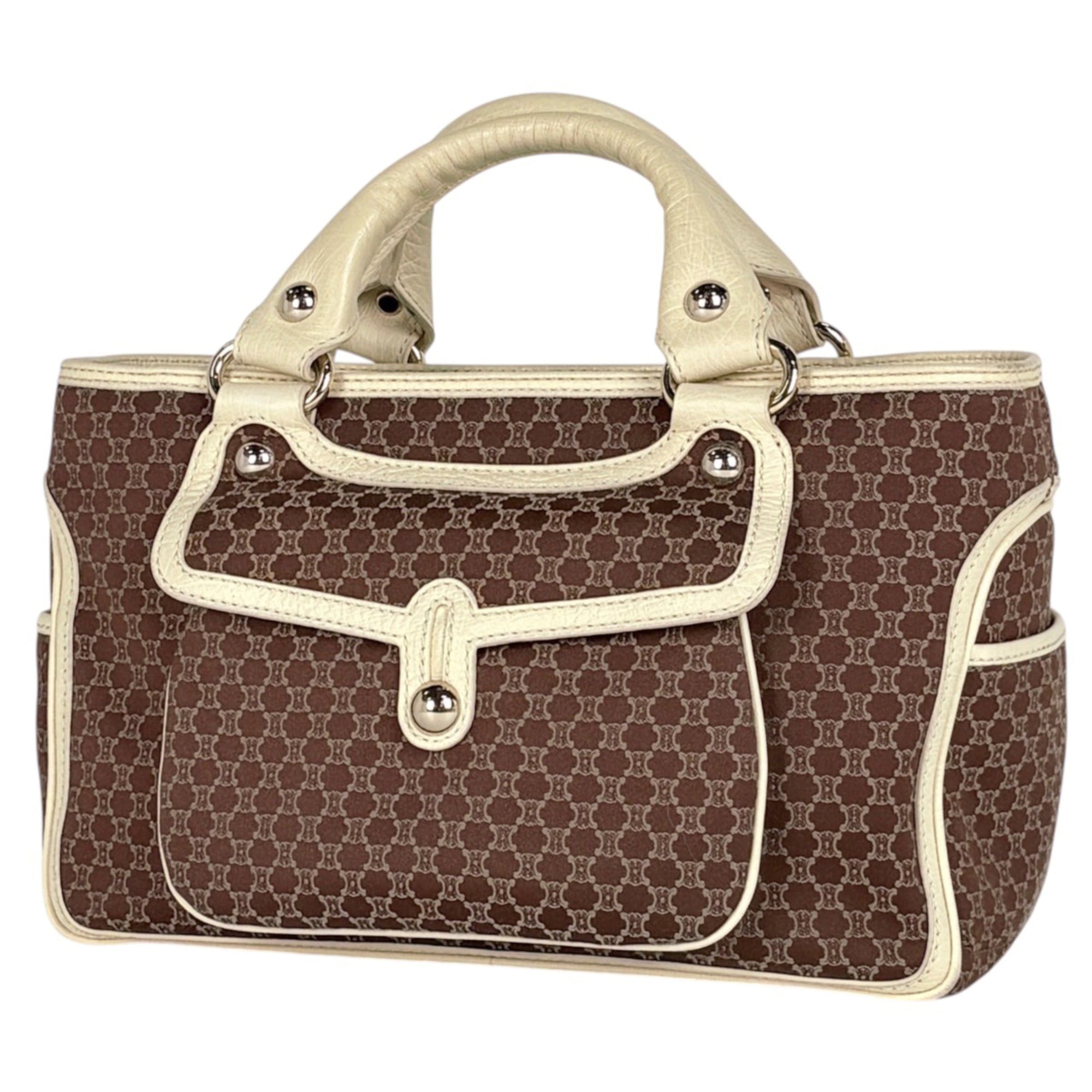 Celine Macadam Brown Canvas Leather Handbag (Pre-Owned)