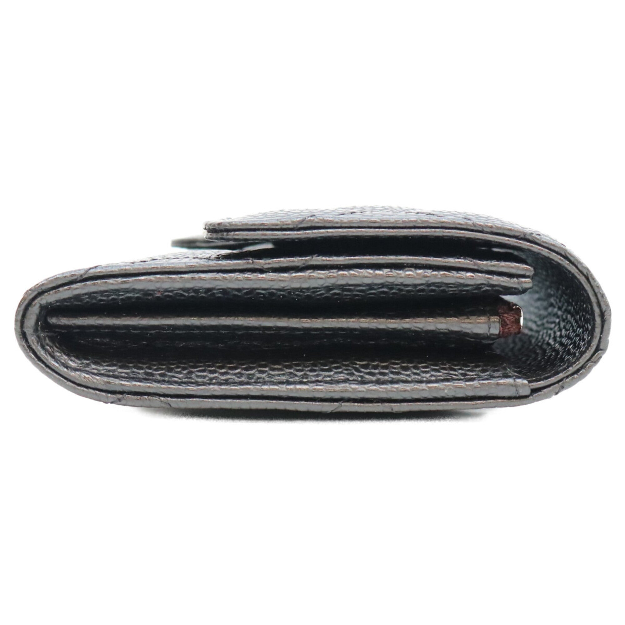 Chanel Black Grained Calfskin Long Wallet (Bi-Fold) (Pre-Owned)