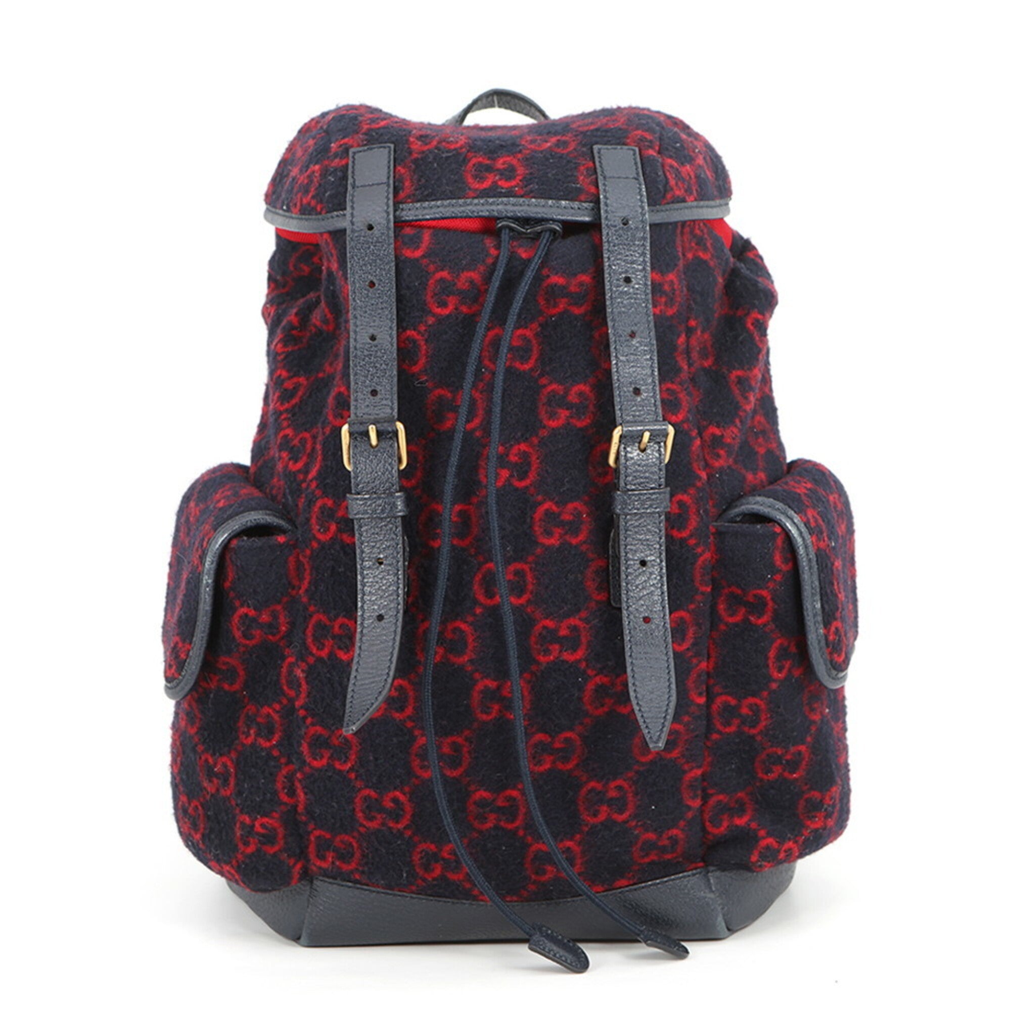 Gucci Navy Red Color Wool Backpack (Pre-Owned)