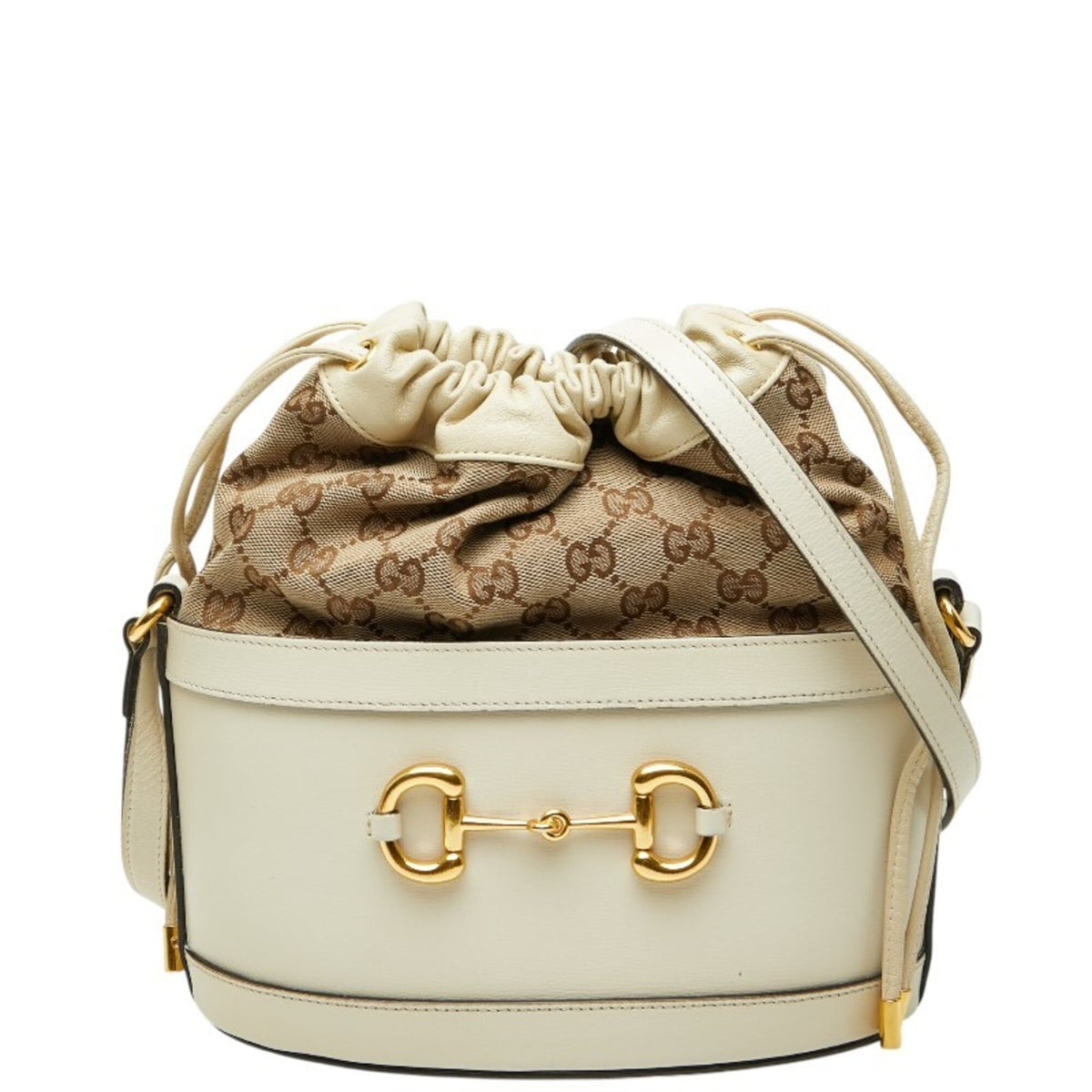 Gucci Beige Leather Canvas Shoulder Bag (Pre-Owned)