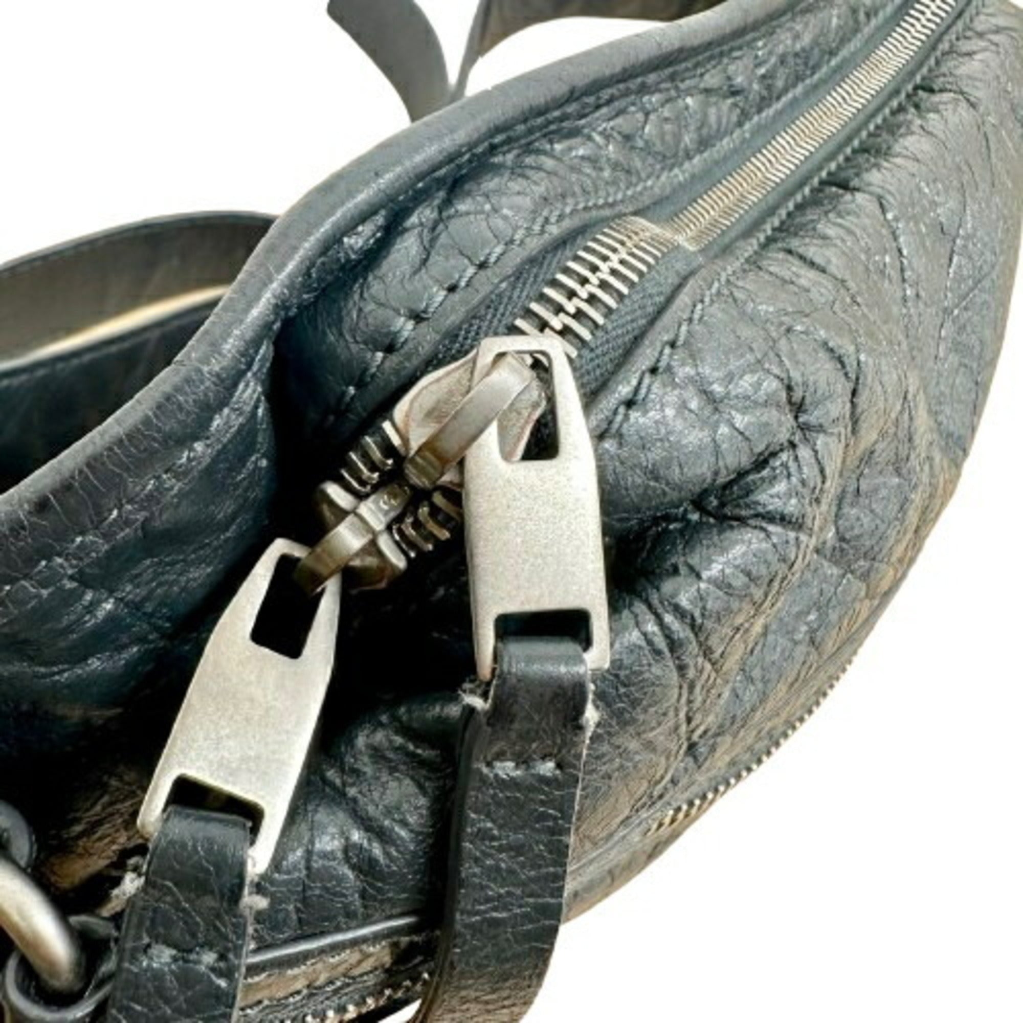 Balenciaga Gray Leather Fanny Pack Sling Bag (Pre-Owned)