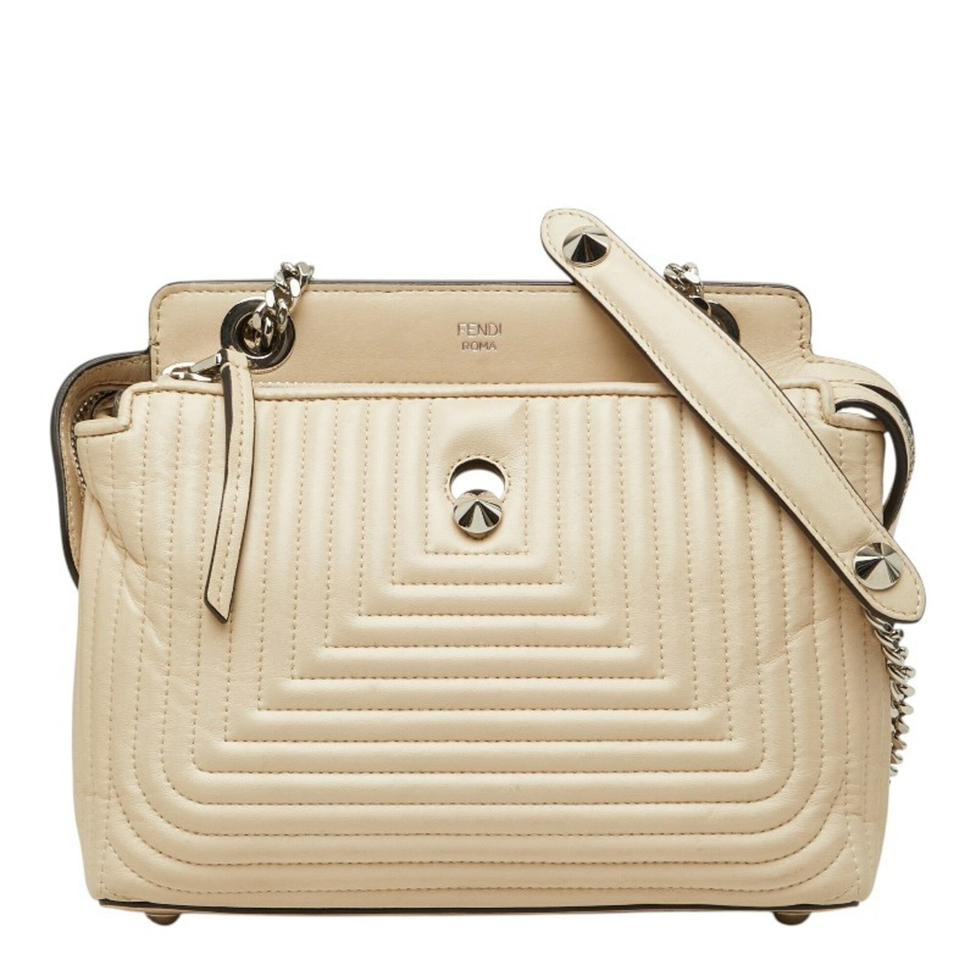 Fendi Ivory Leather Shoulder Bag (Pre-Owned)
