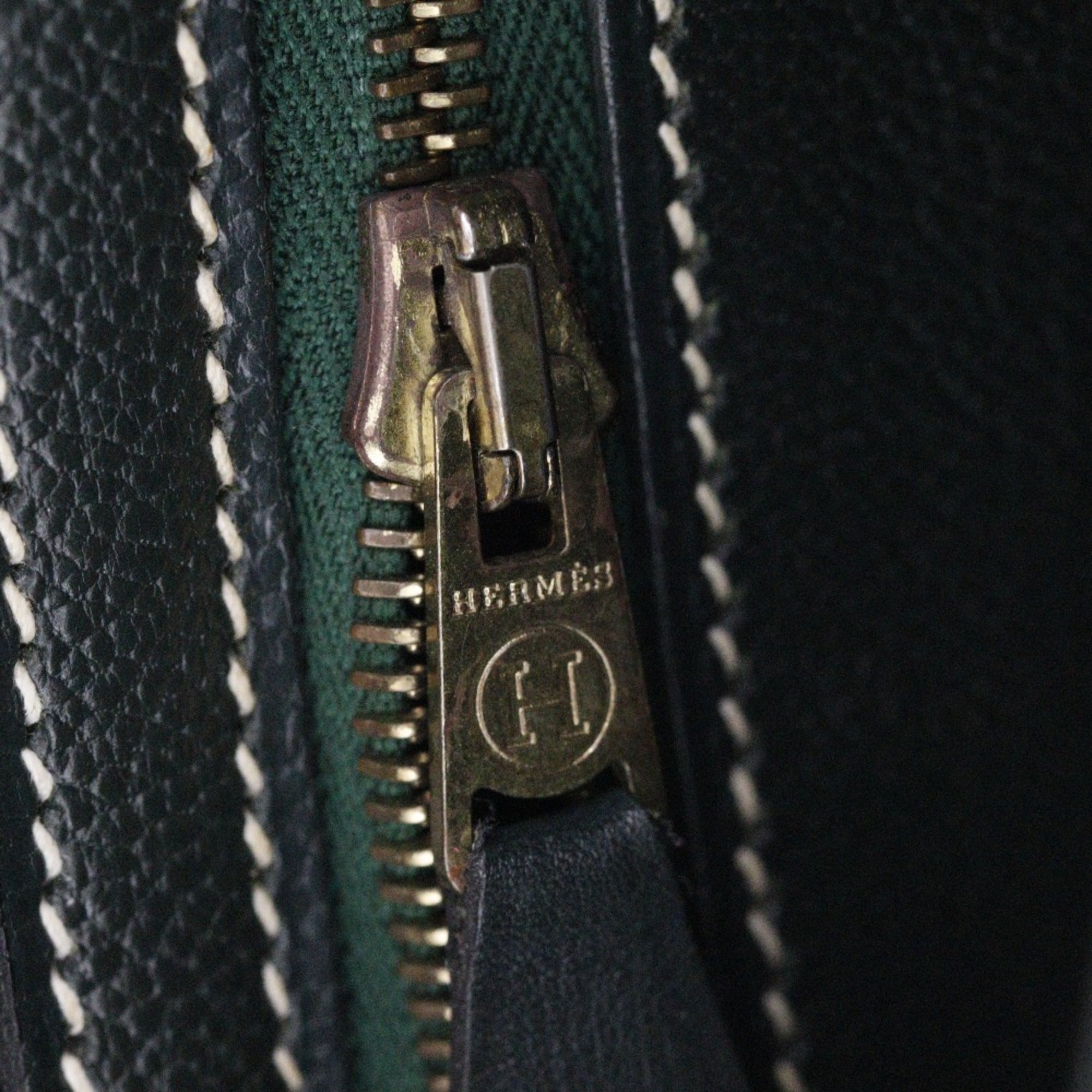 Hermes Dark Green Box Calf Leather Handbag (Pre-Owned)