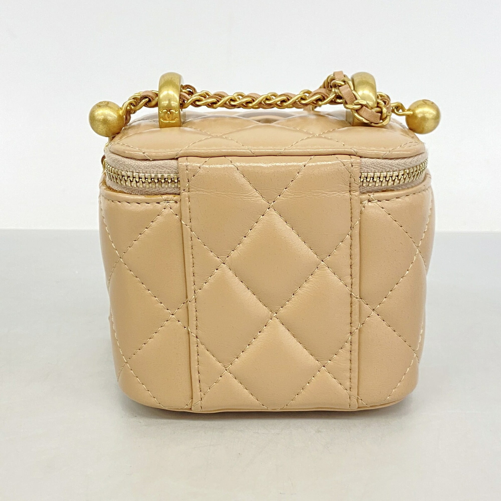 Chanel Pink Beige Leather Vanity Bag (Pre-Owned)