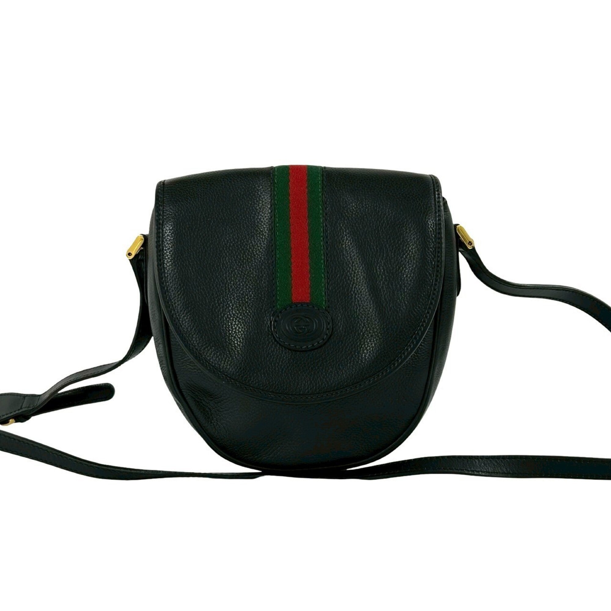 Gucci Black Green Red Color Leather Pochette Shoulder Bag (Pre-Owned)