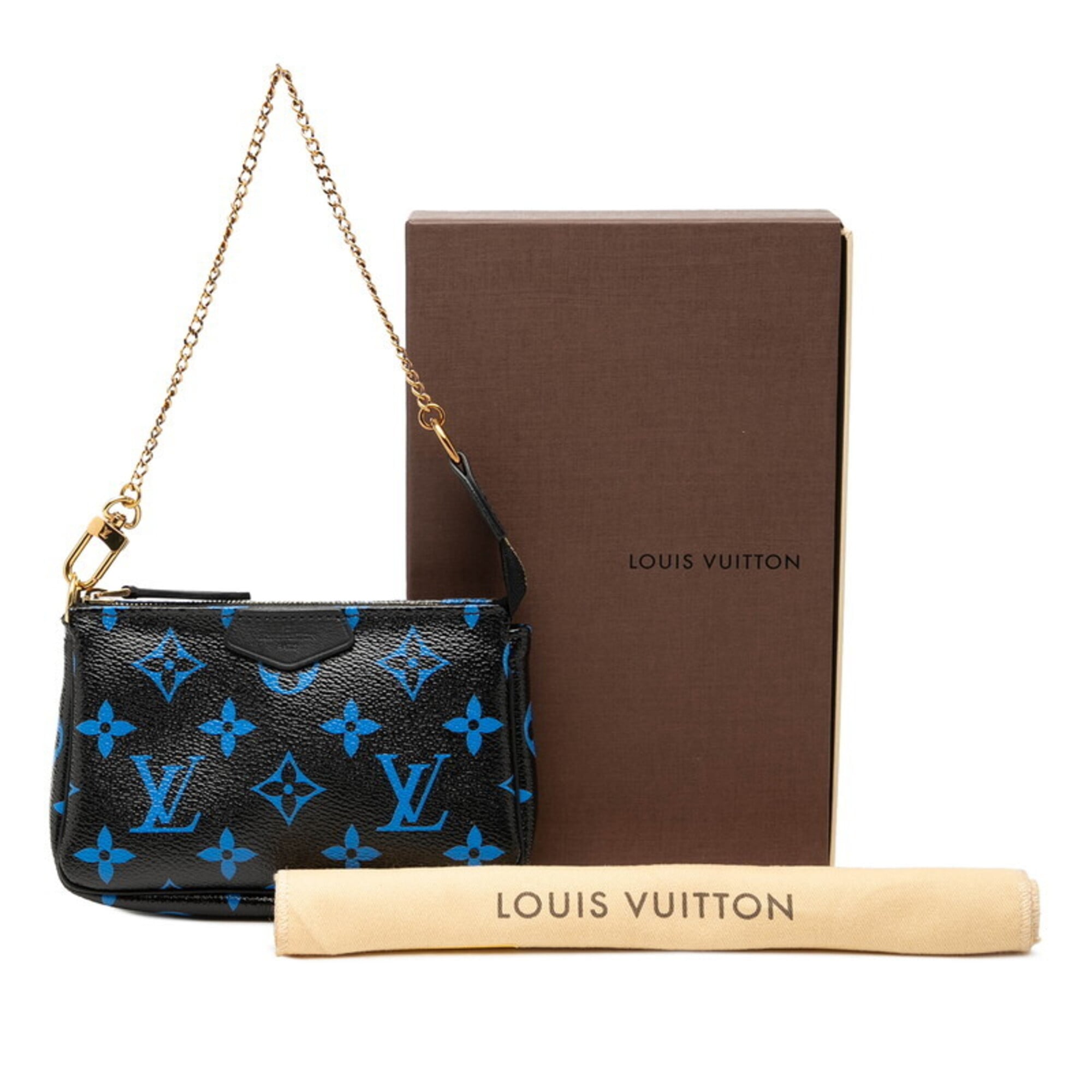 Louis Vuitton Black Blue Noir Pvc Leather Handbag Pochette Pouch (Pre-Owned)