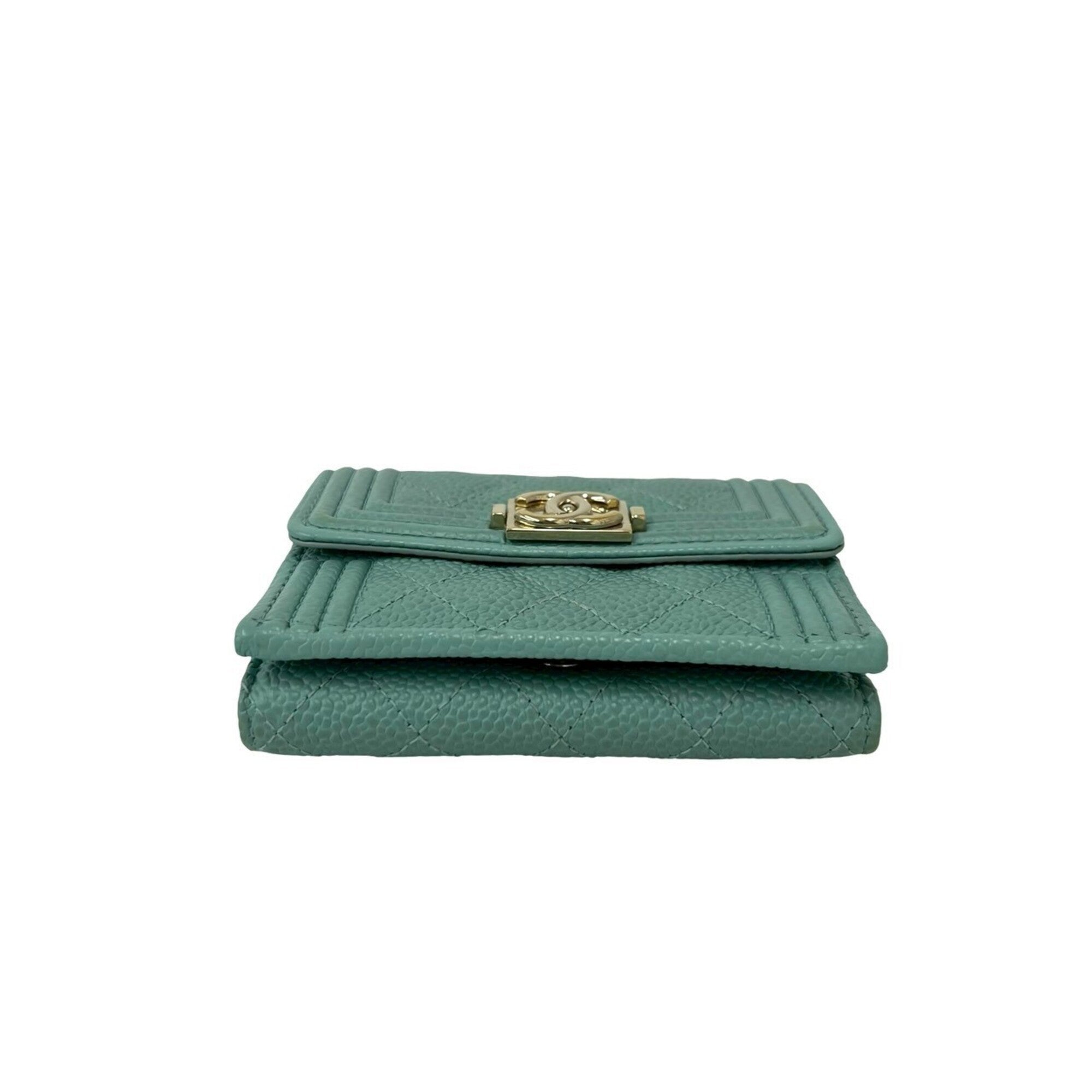 Chanel Blue Grained Calfskin Wallet (Tri-Fold) (Pre-Owned)