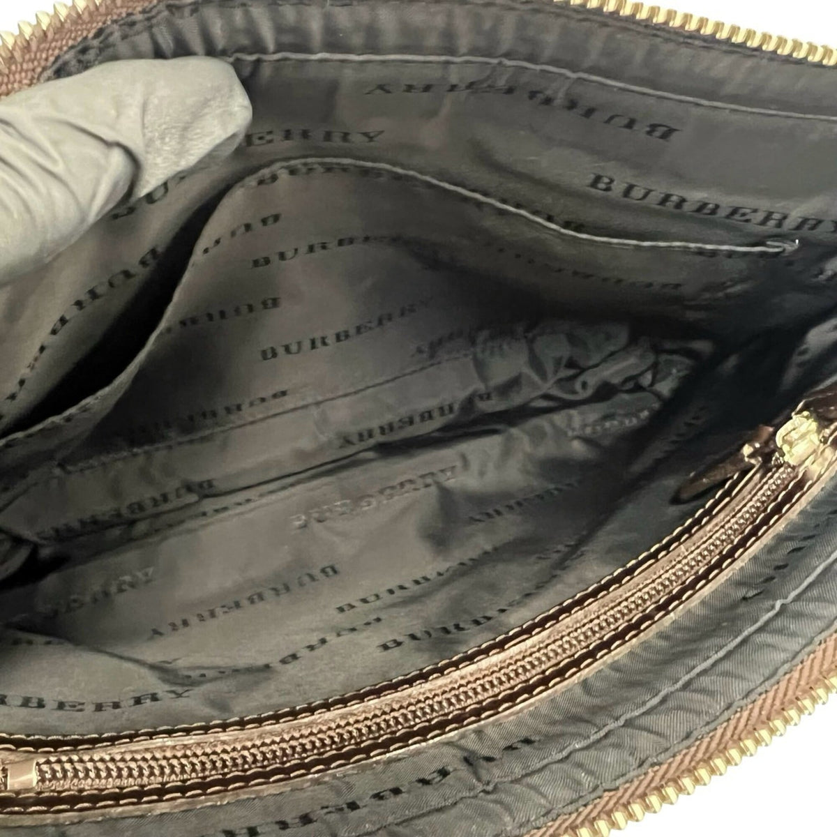 Burberry Beige Brown Canvas Leather Shoulder Bag (Pre-Owned)