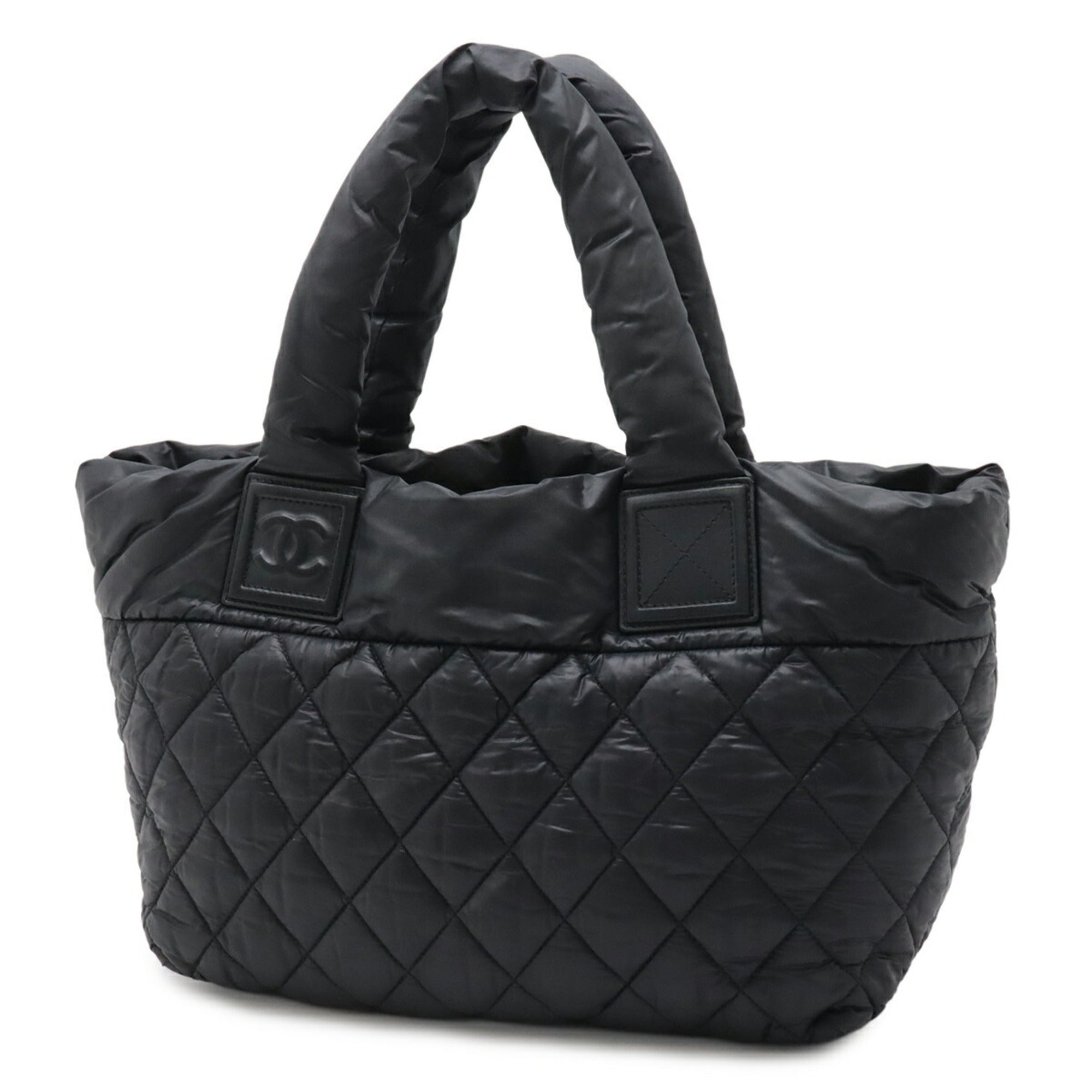 Chanel Black Nylon Leather Handbag Tote Bag (Pre-Owned)