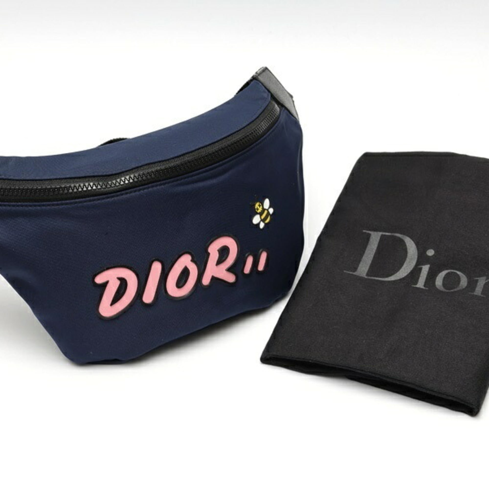 Christian Dior Navy Nylon Leather Fanny Pack (Pre-Owned)