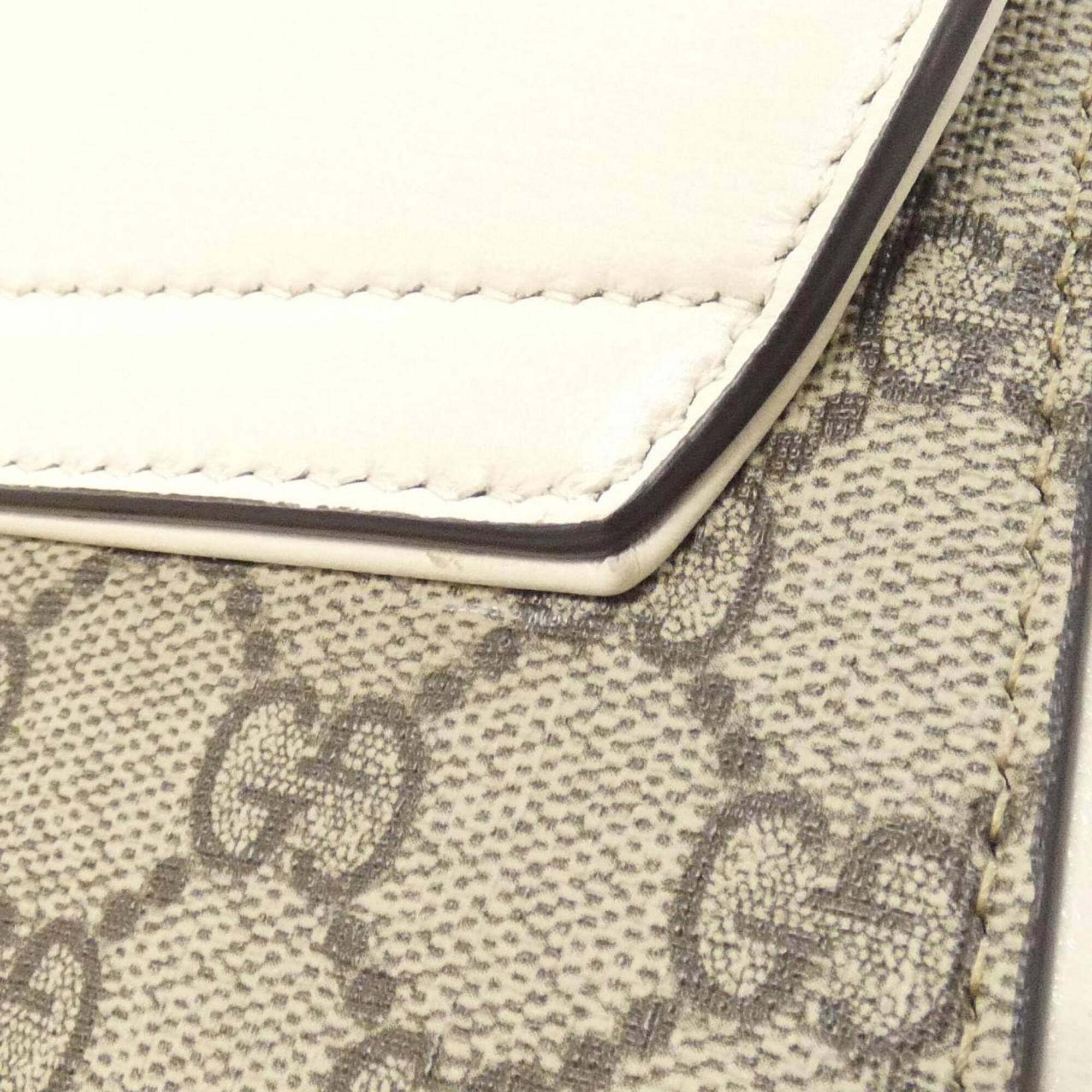 Gucci Beige White Gg Supreme Canvas Leather Handbag (Pre-Owned)