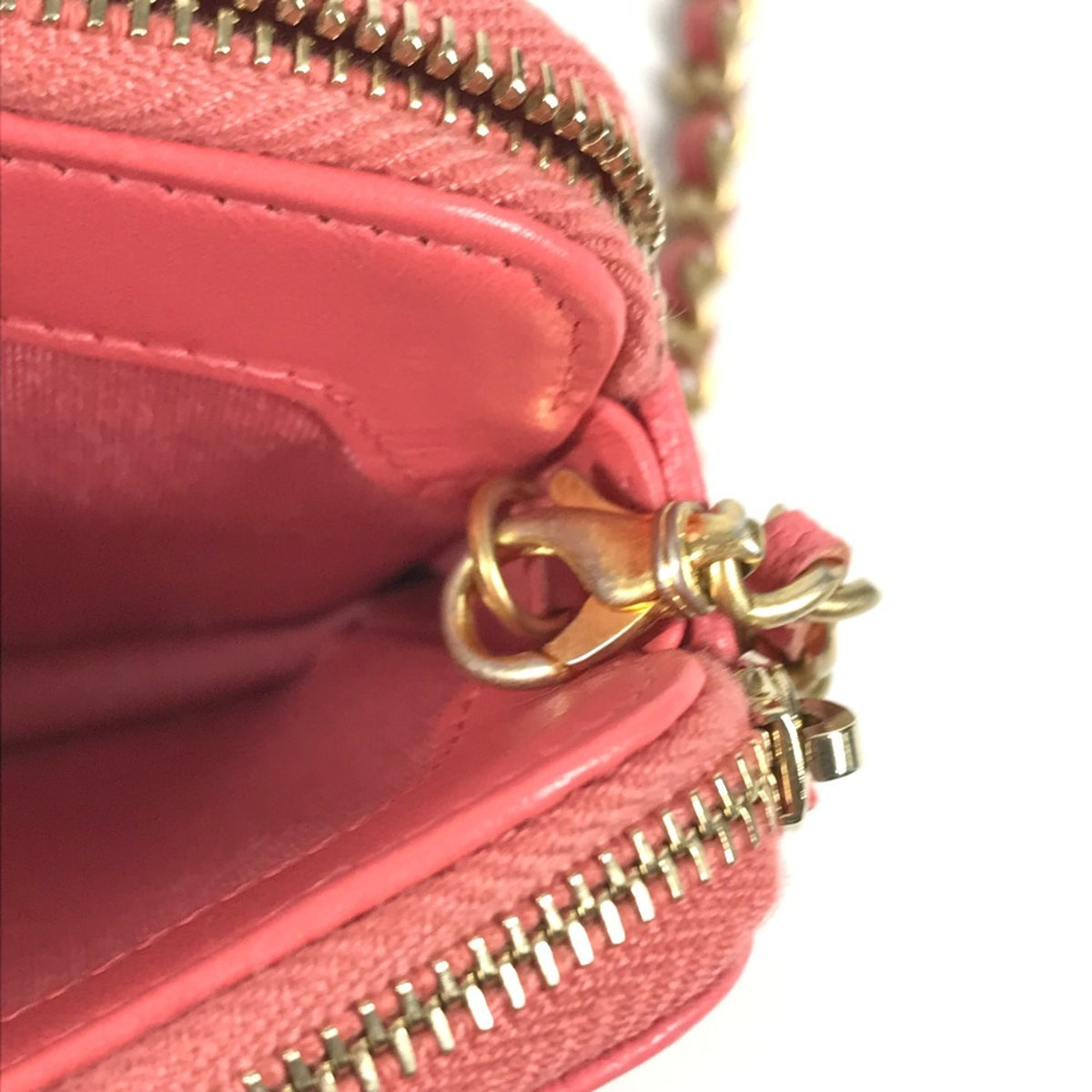 Chanel Boy Chanel Pink Grained Calfskin Chain/Shoulder Wallet (Pre-Owned)