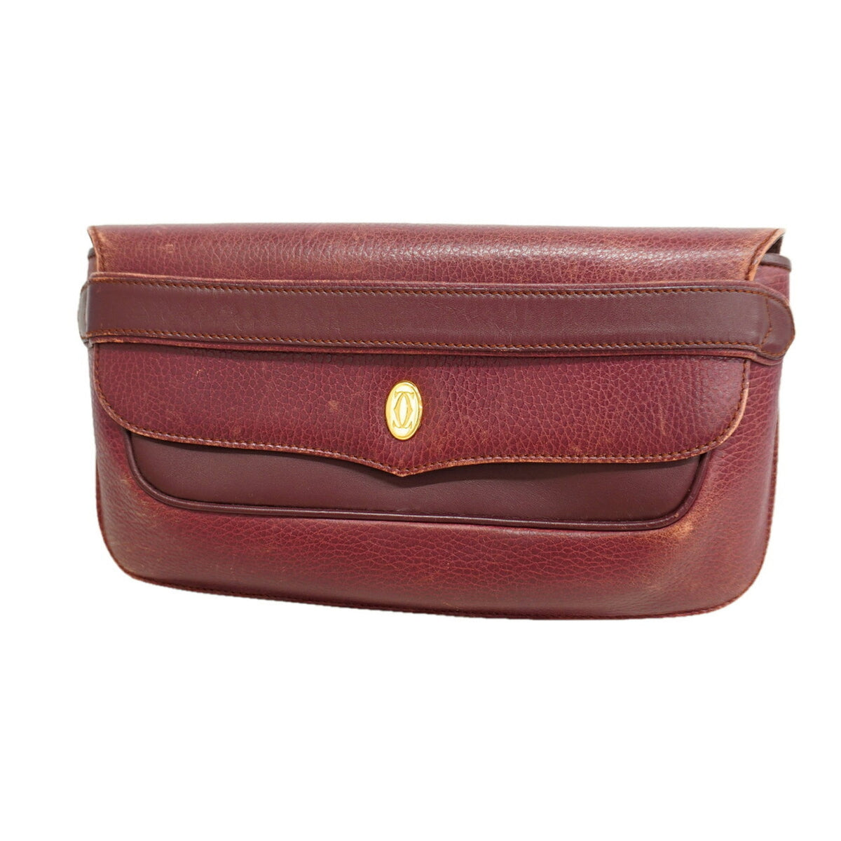 Cartier Bordeaux Leather Clutch Bag (Pre-Owned)